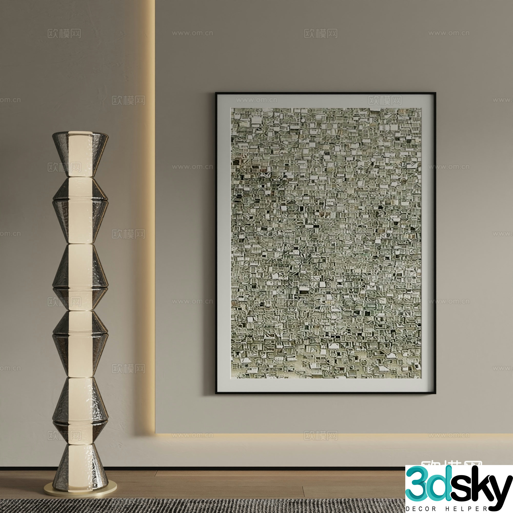 Modern abstract painting Decorative painting 3d model