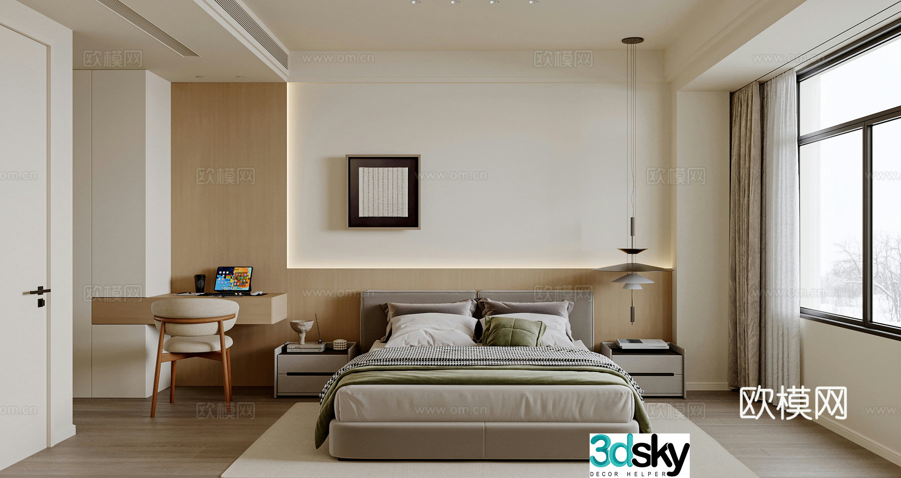 Modern bedroom master bedroom 3d model