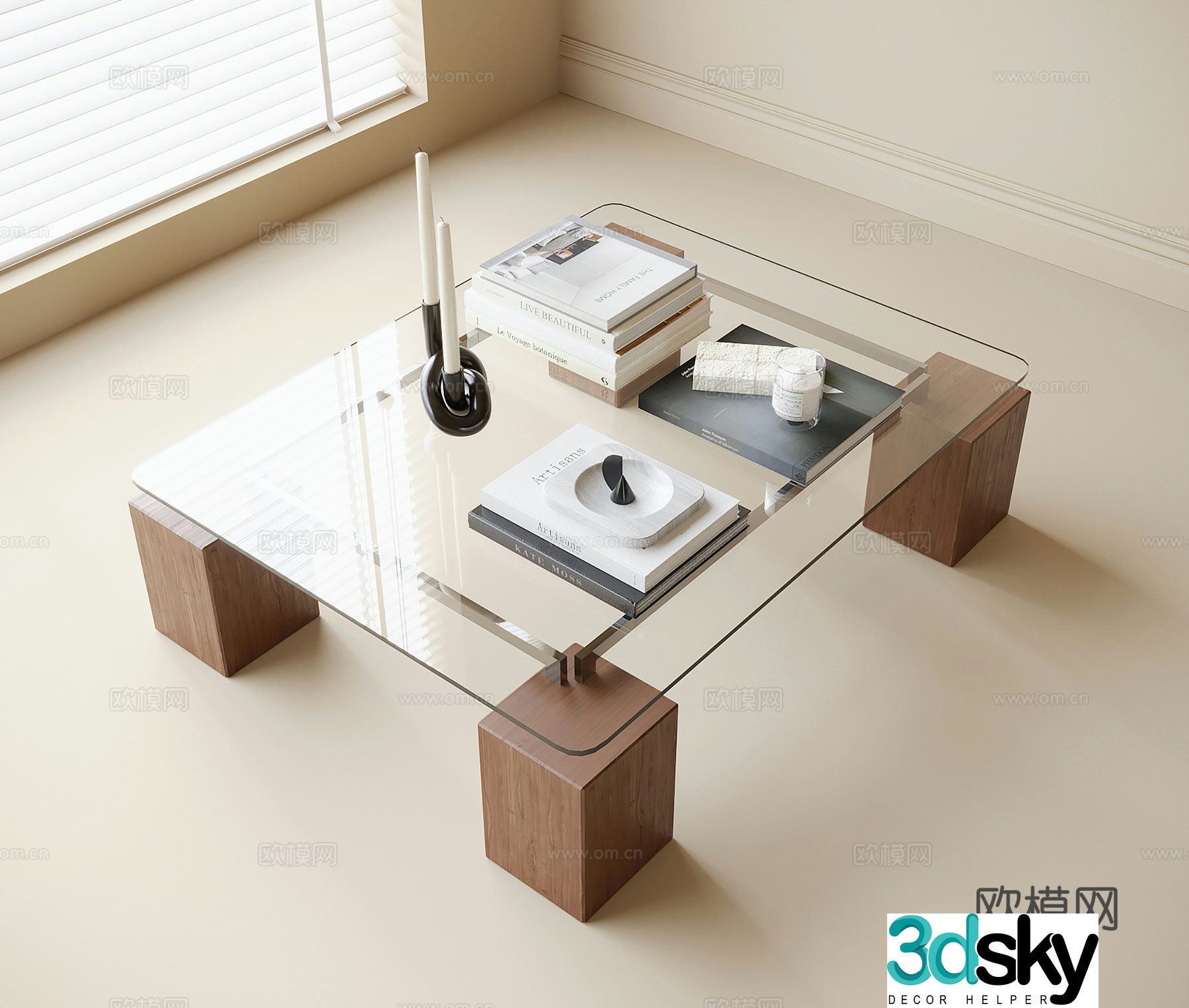 Modern glass coffee table 3d model