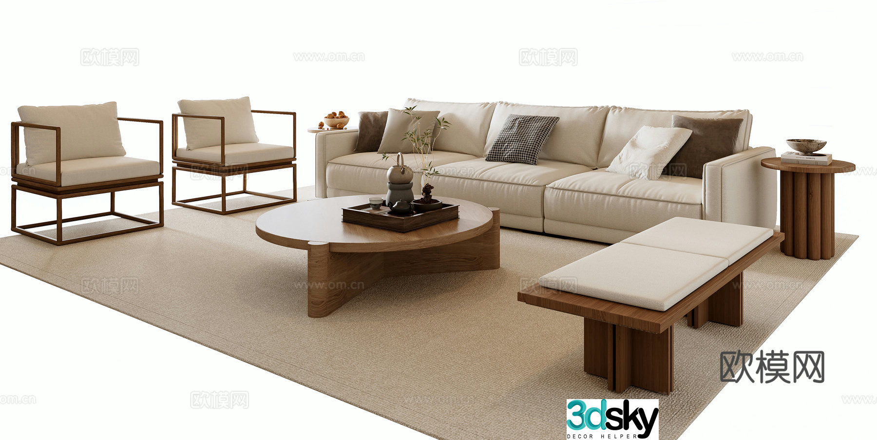New Chinese style combination sofa 3D model