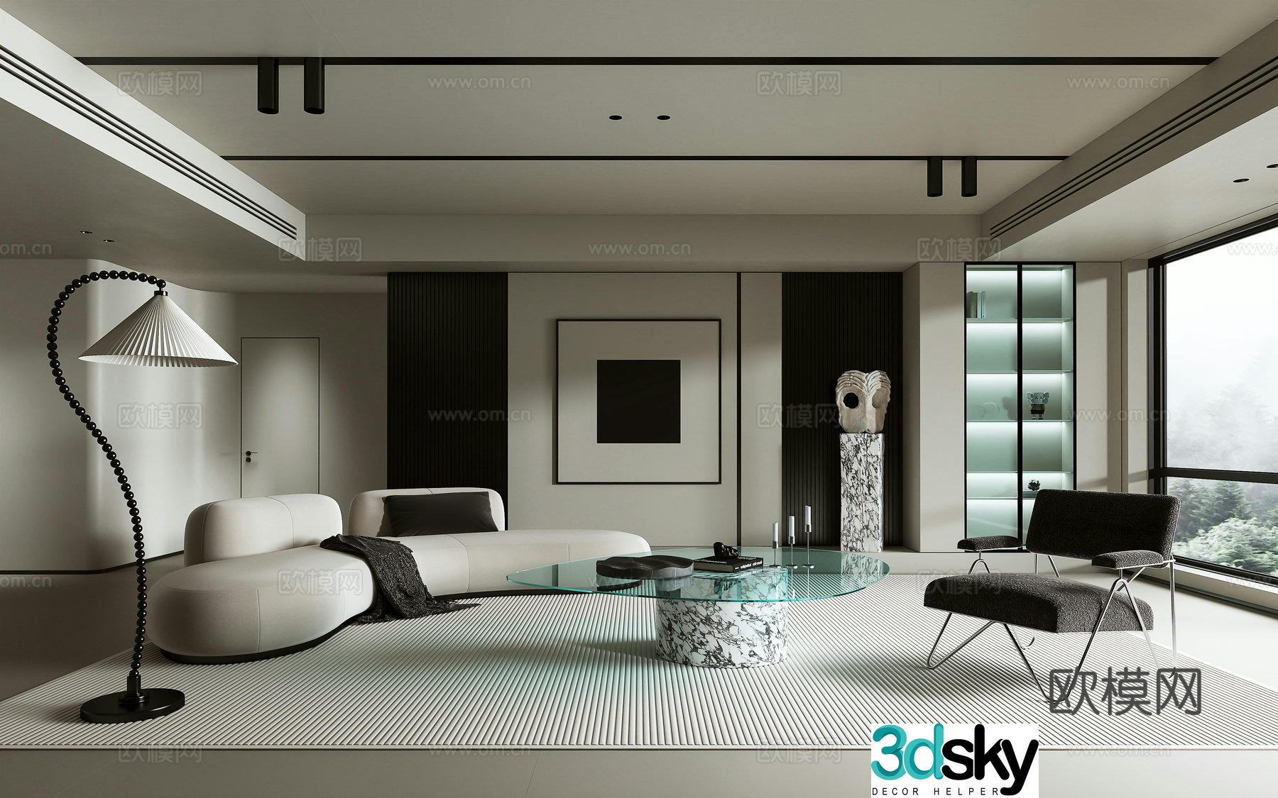 Advanced gray living room 3d model