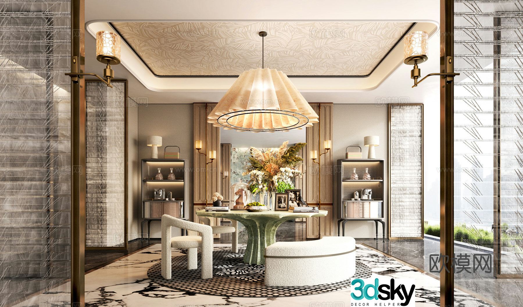 Modern hotel lobby 3D model