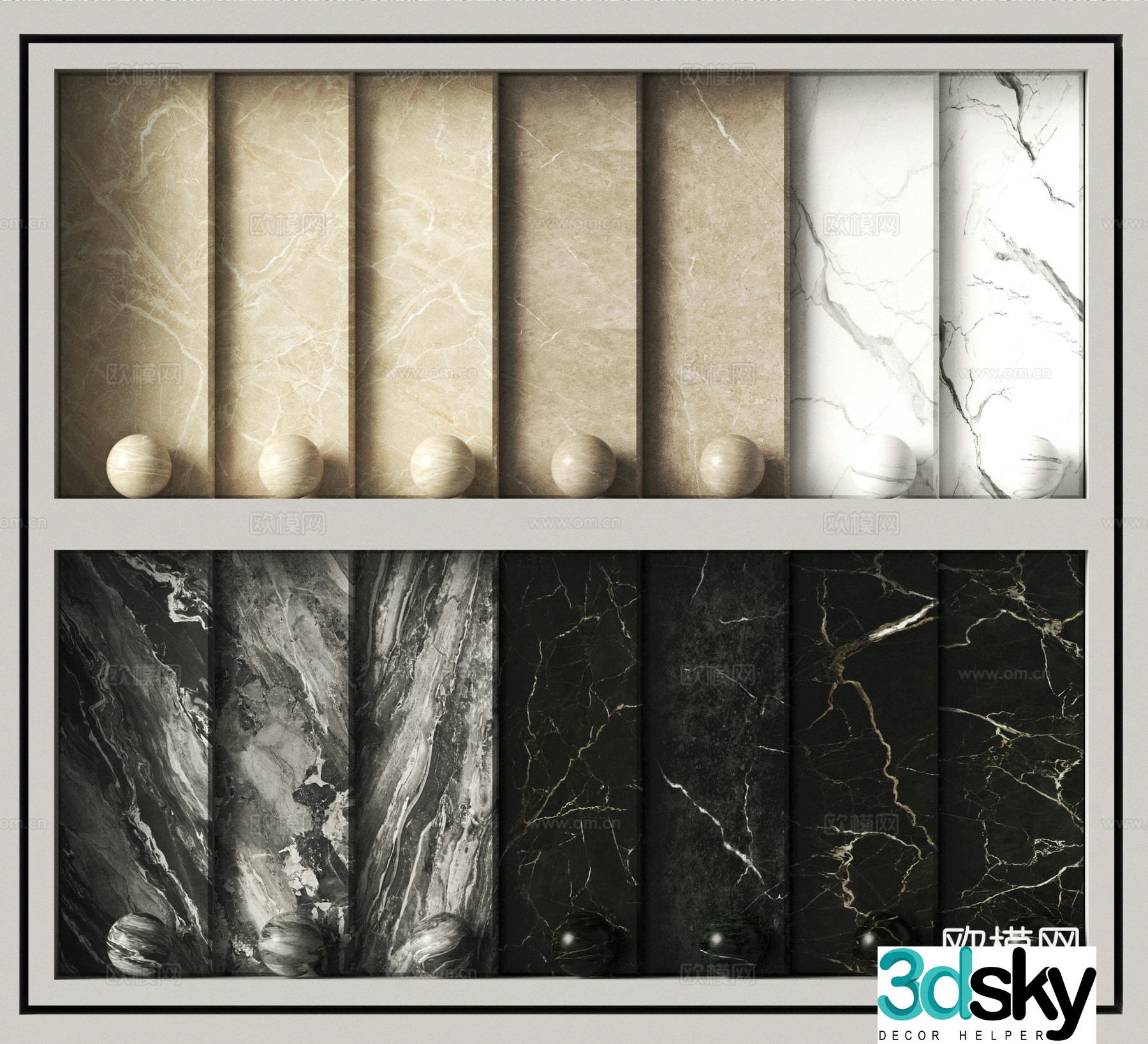 Modern stone marble tile 3D model