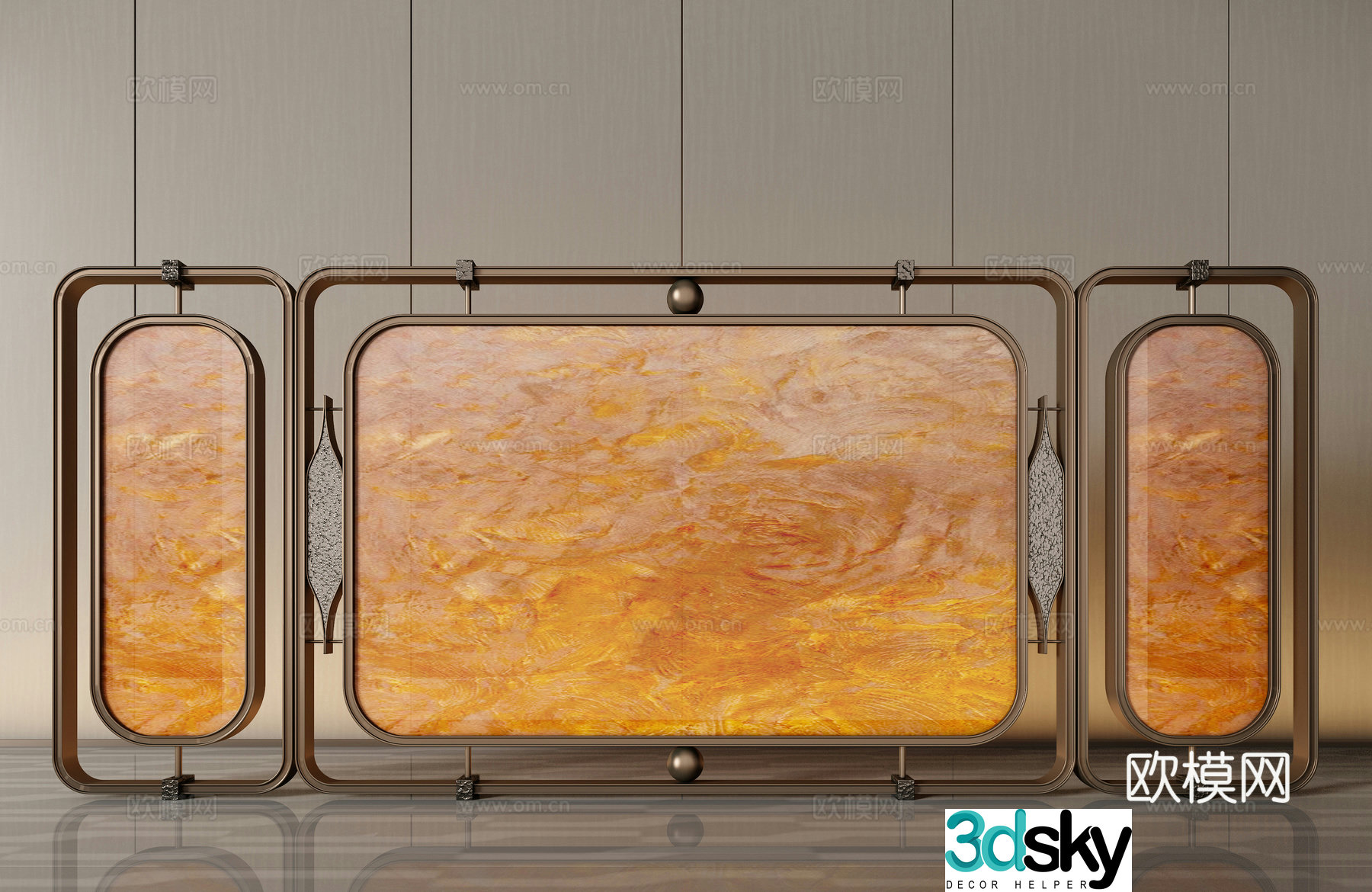 New Chinese glass screen 3D model