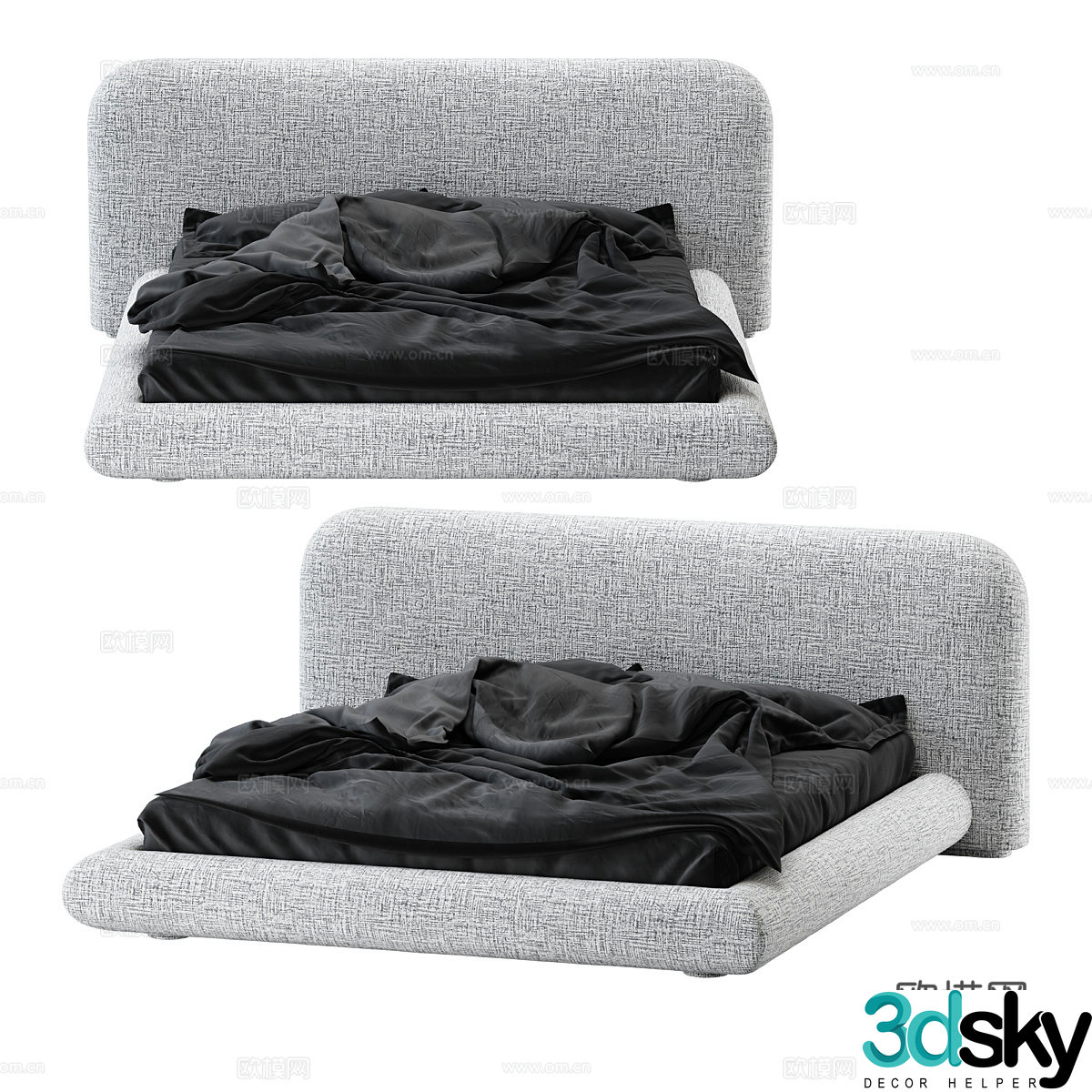 Modern double bed 3d model