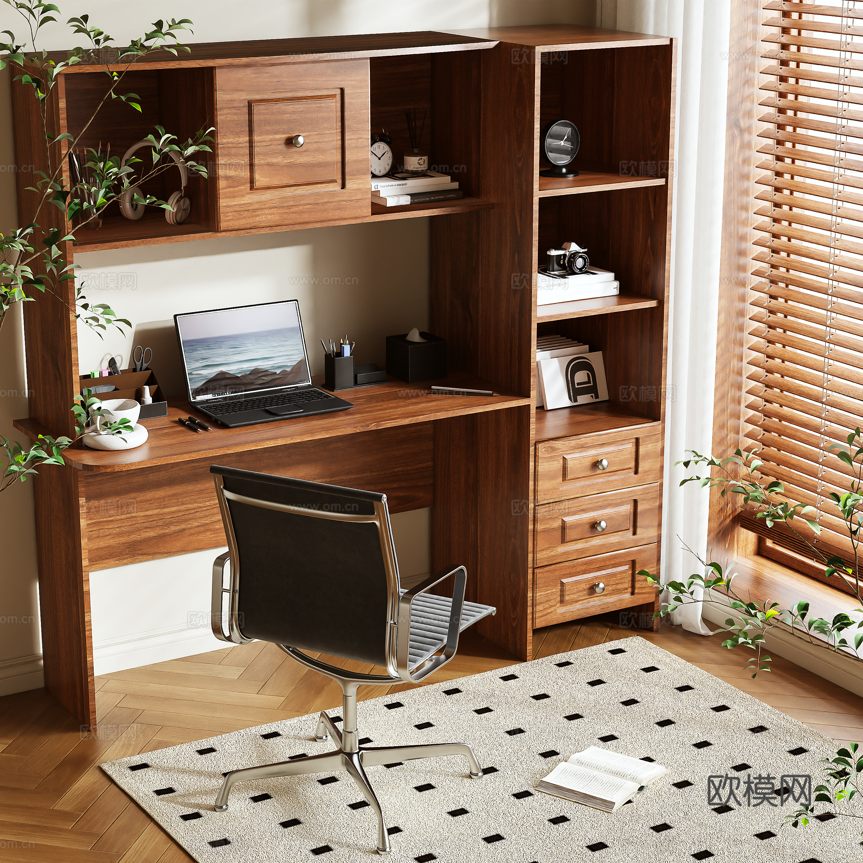 Middle-aged style desk 3d model