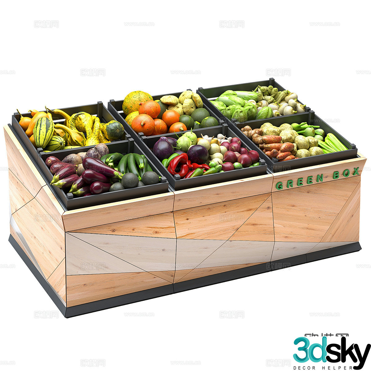 Supermarket display cabinet Fruit and vegetable shelves 3D model