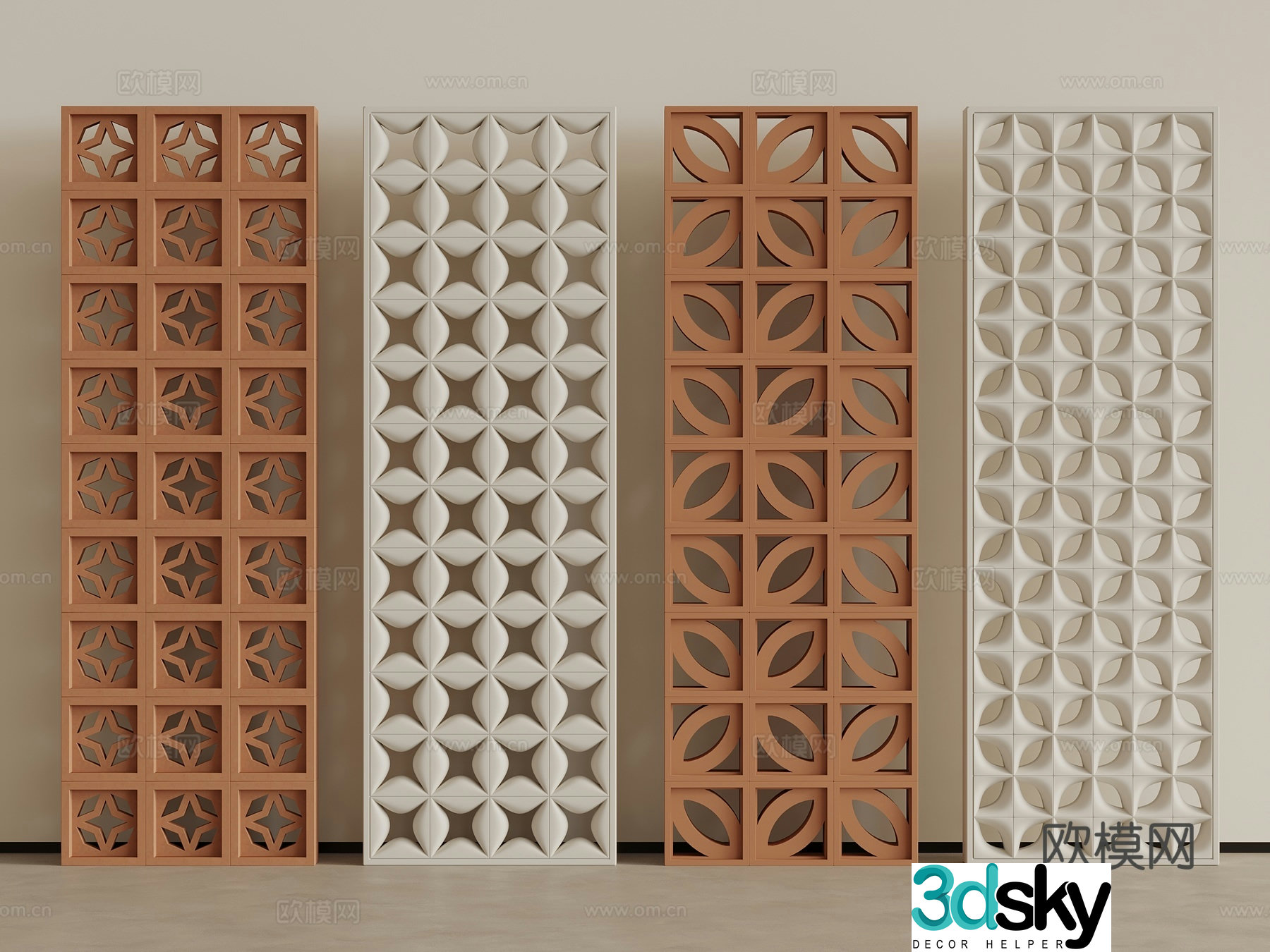 Wasabi cement bricks Cement brick partitions Red bricks Flower tiles Hollow prefabricated 3D model