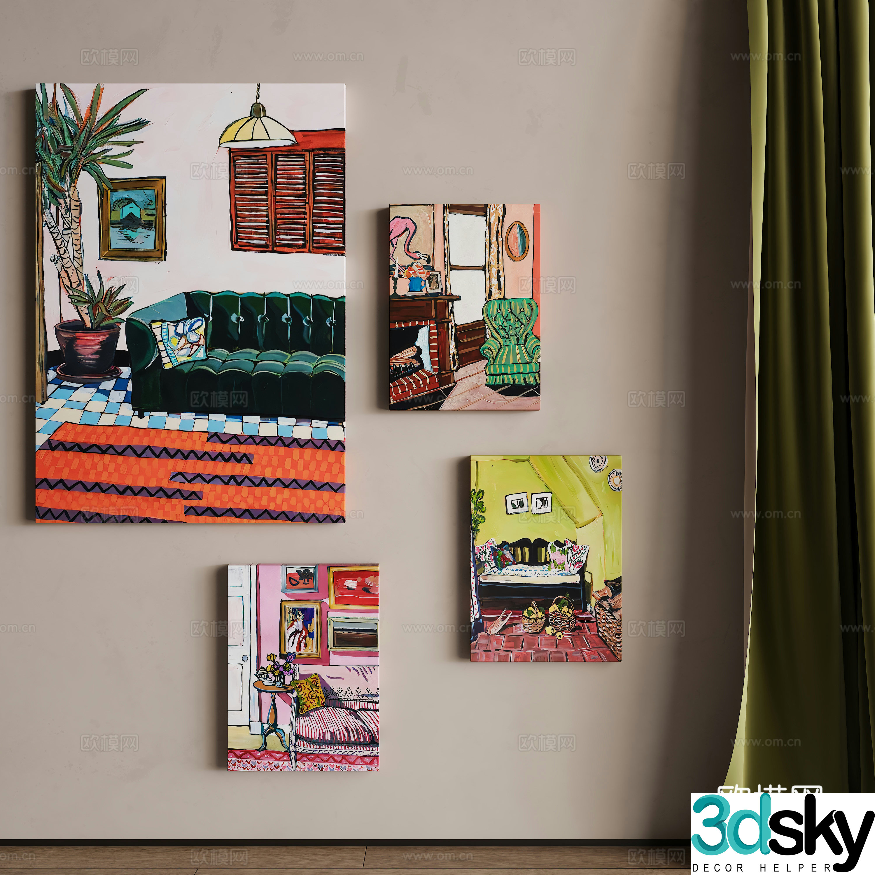 French oil painting decorative painting 3d model