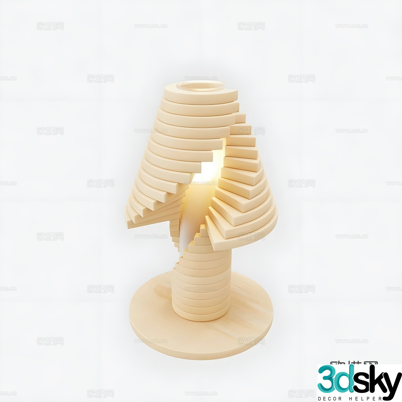 Creative wooden desk lamp 3d model