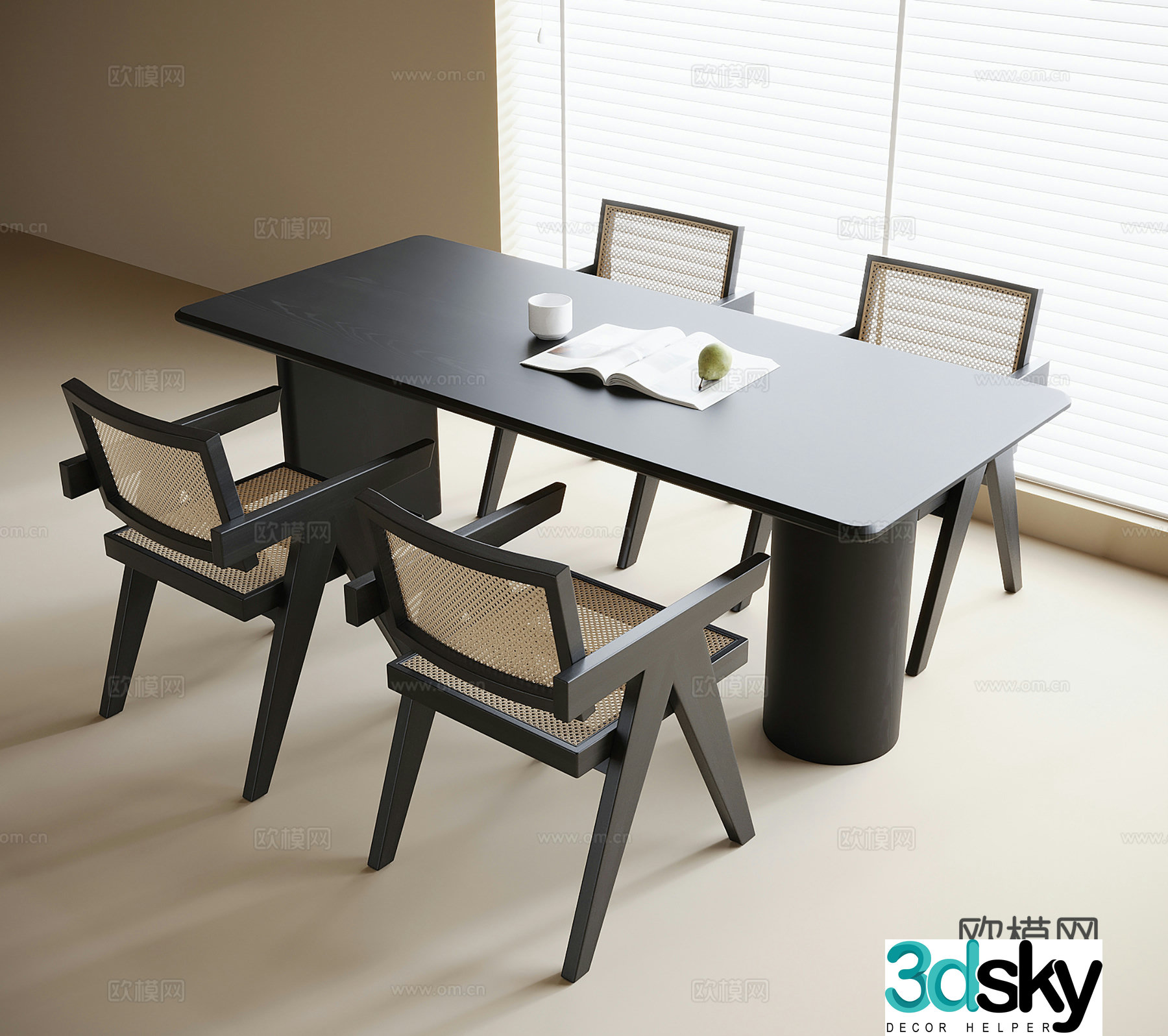 Wasabi Dining Table and Chair 3D Model