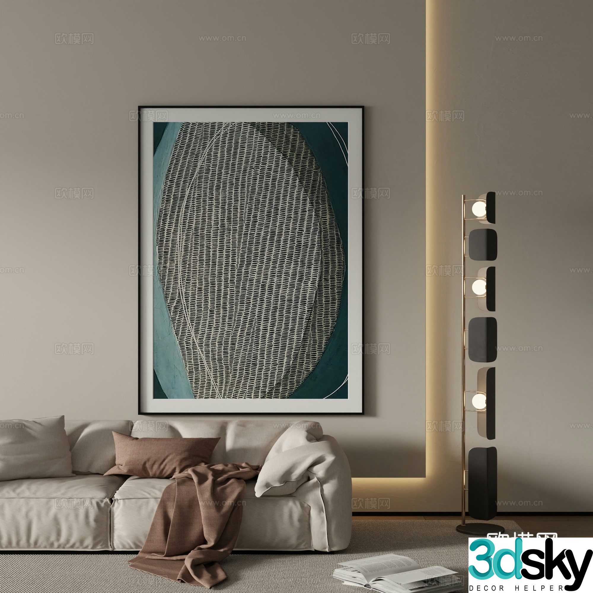 Modern abstract painting Decorative painting 3d model