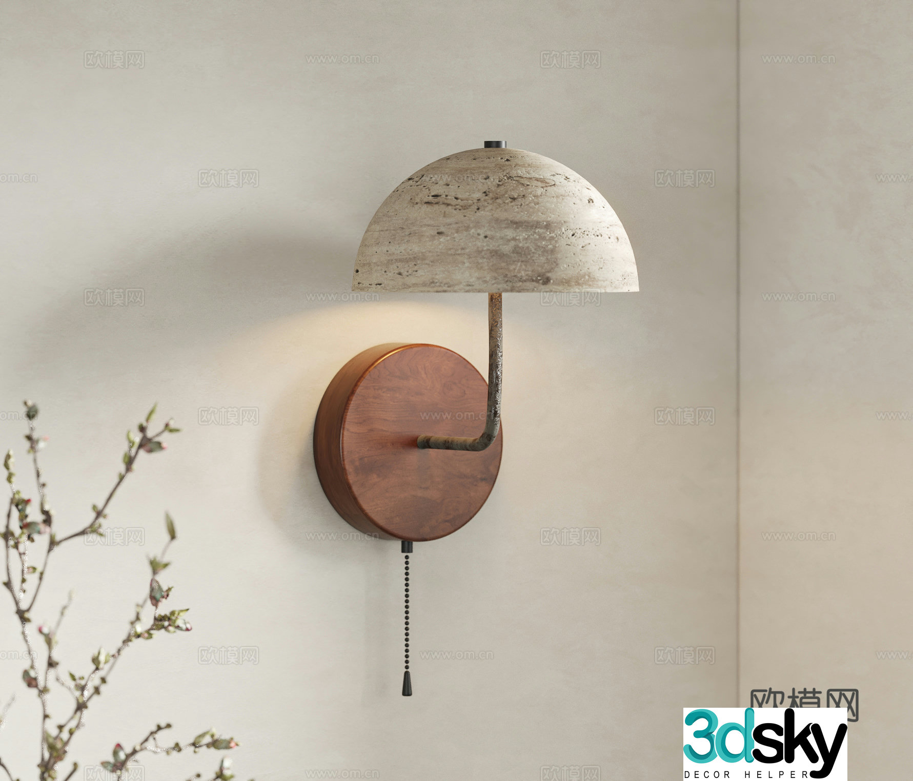 Wasabi cave stone wall lamp 3d model