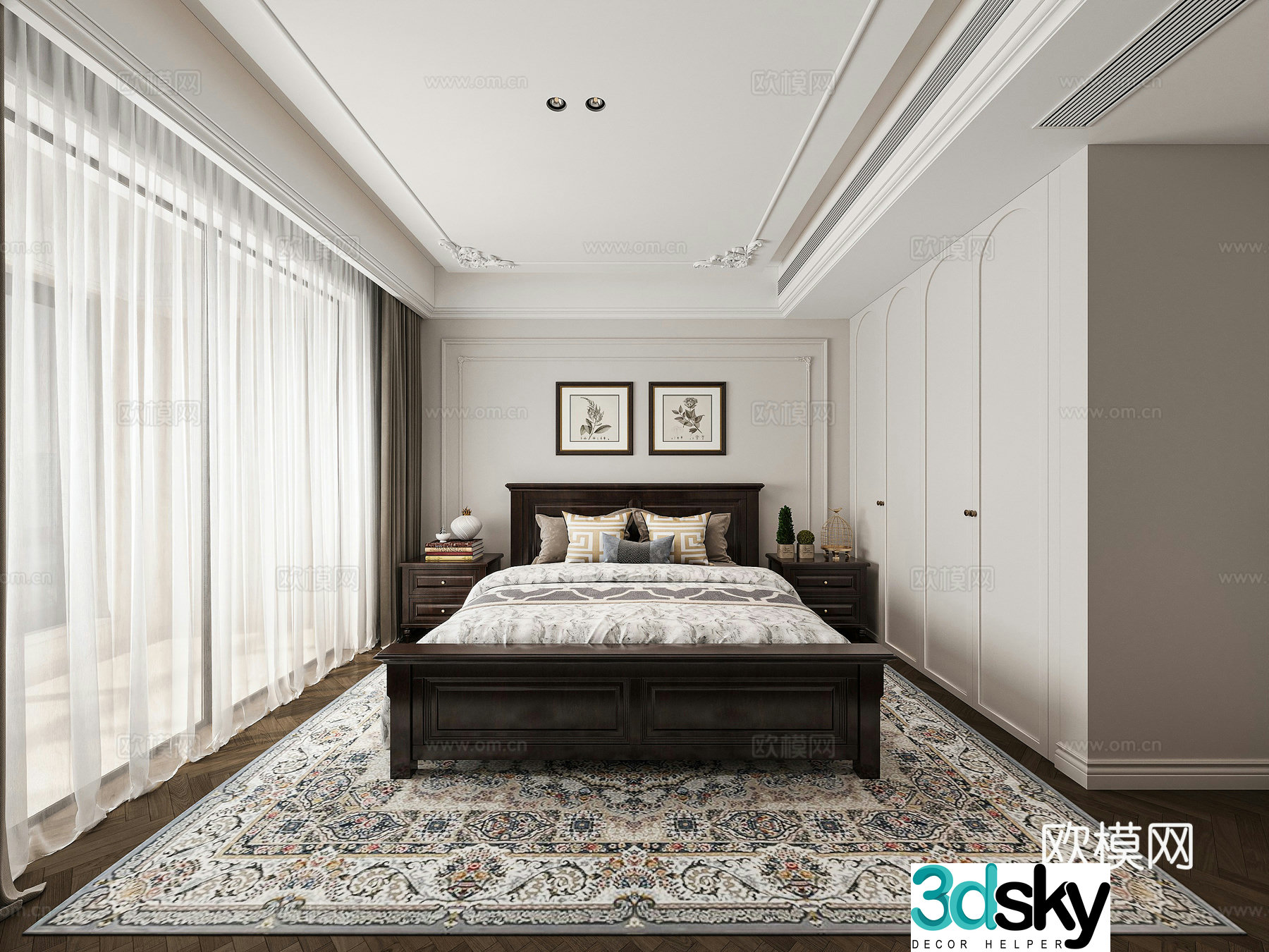 American bedroom master bedroom 3d model