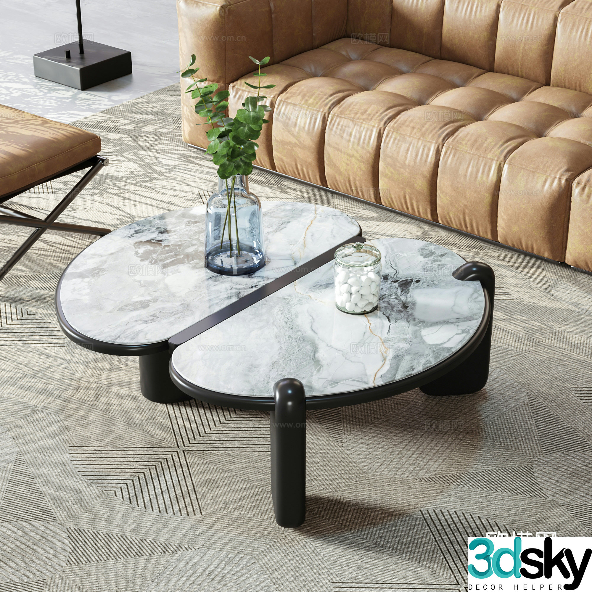 Modern marble coffee table 3d model
