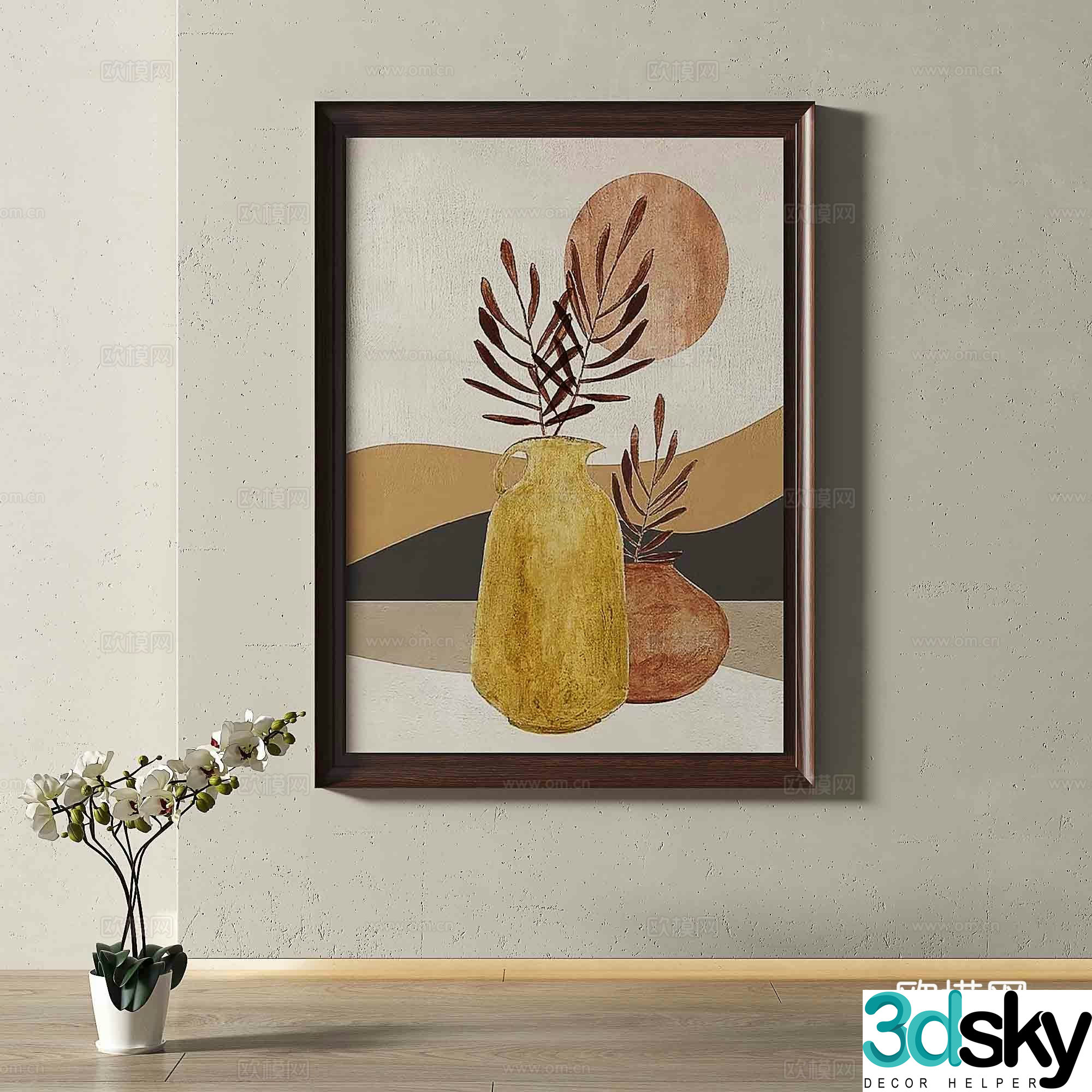 Wabi Vintage Hanging Painting Decorative Painting 3D Model