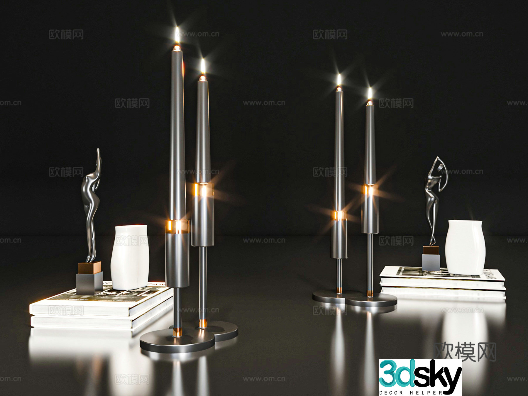 Desktop ornaments Candlestick lamp Book 3D model