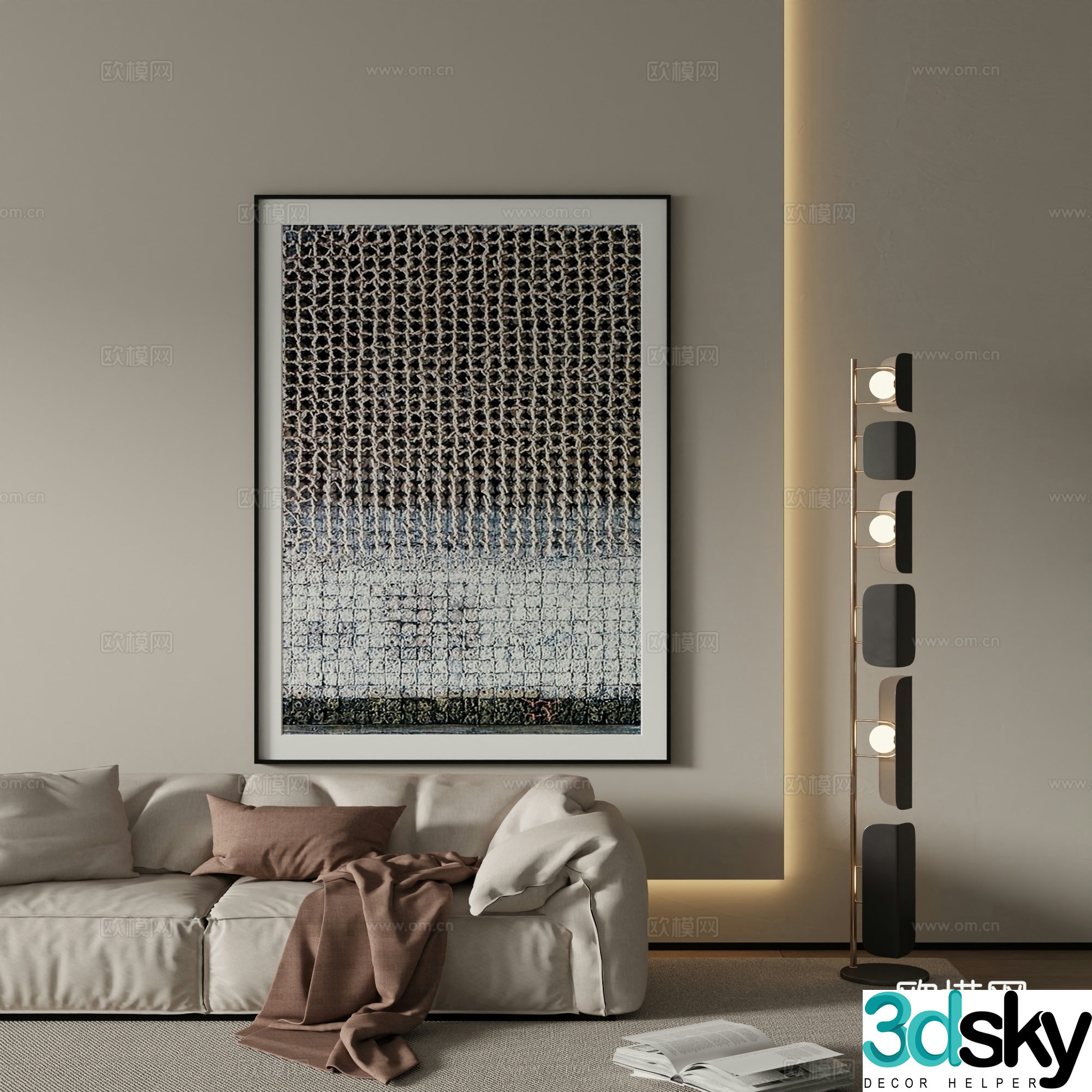 Modern abstract painting Decorative painting 3d model