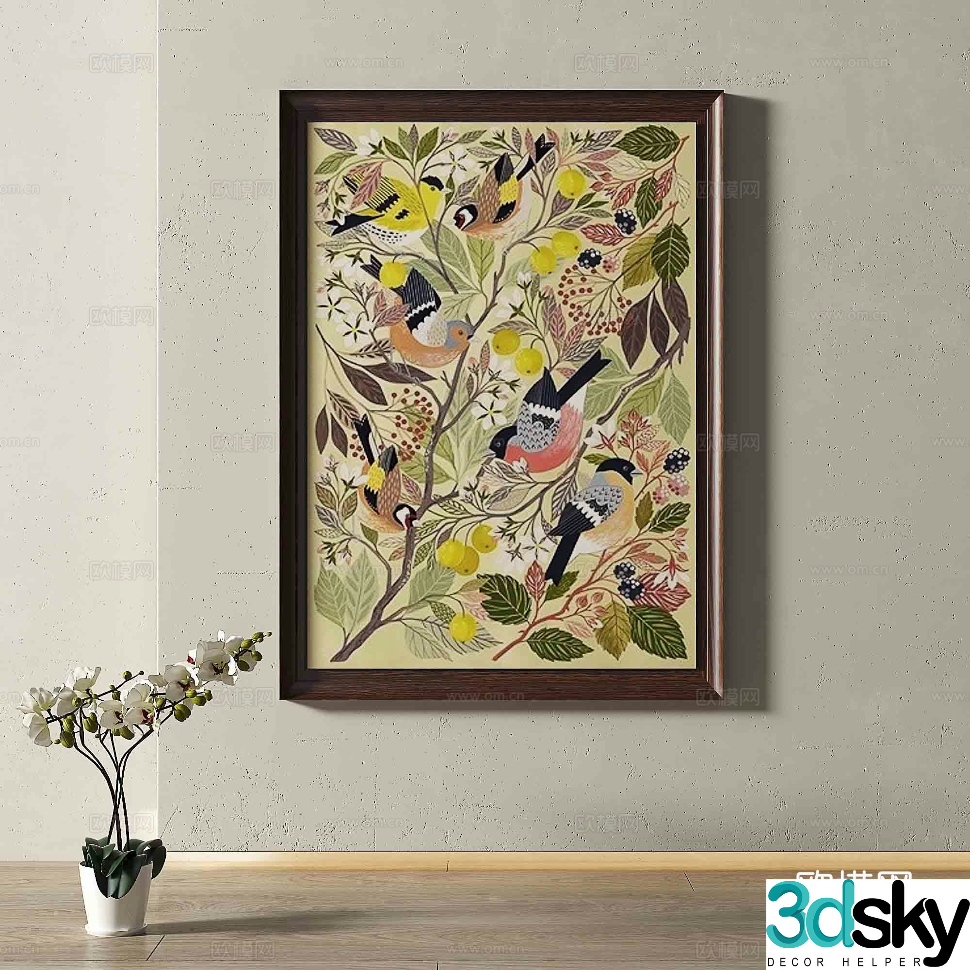 Retro hanging paintings decorative paintings 3d model