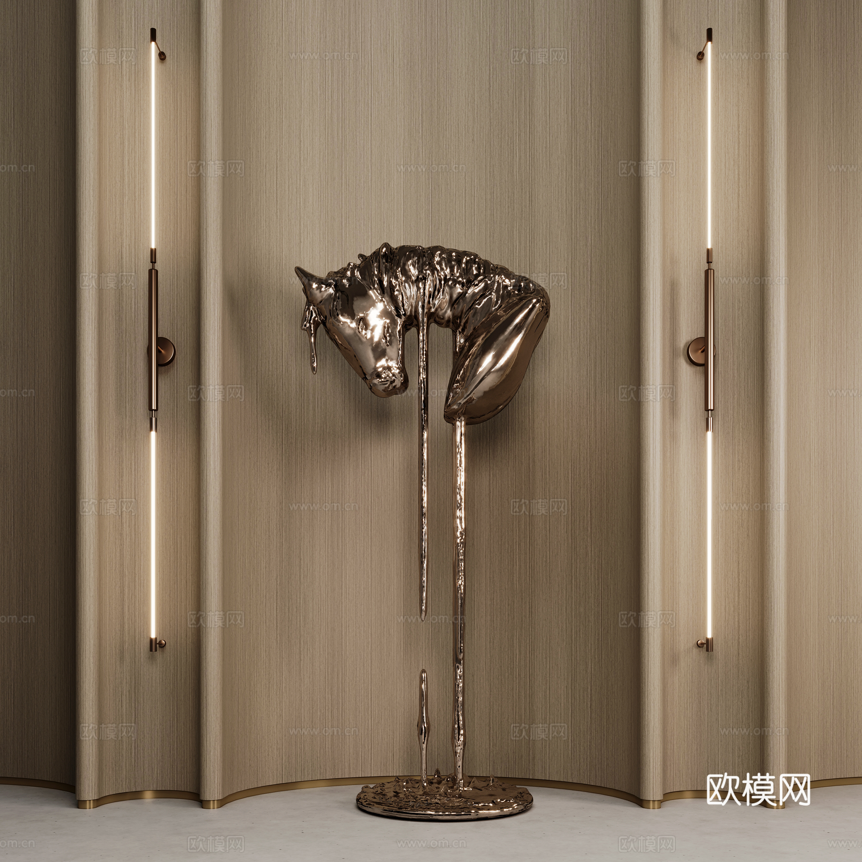 Modern horse sculpture installation 3d model