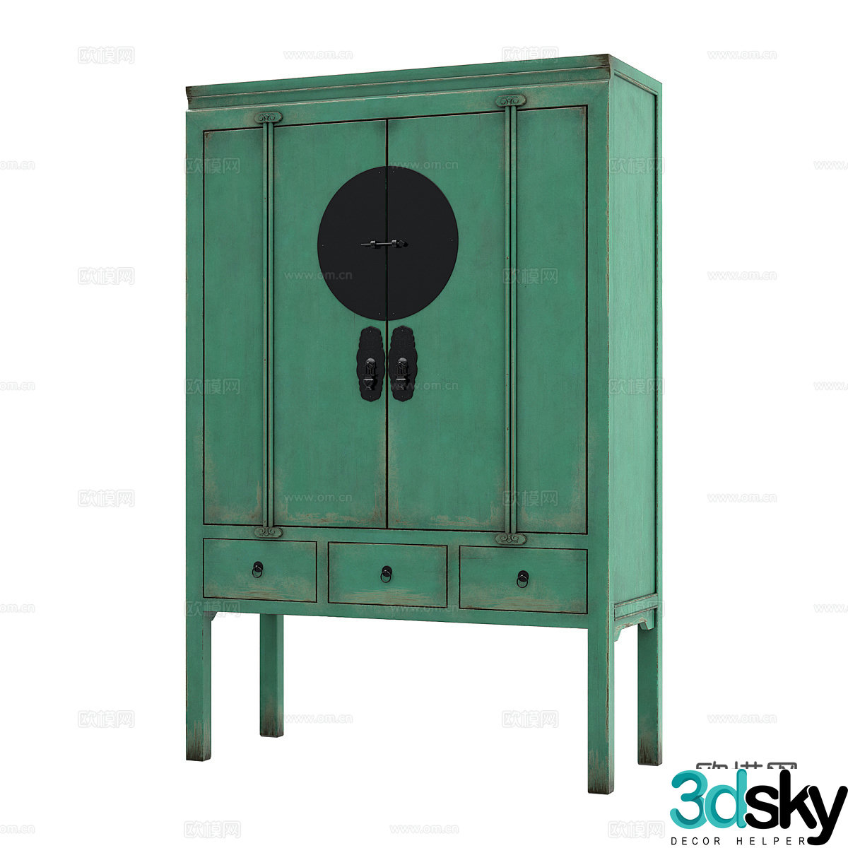 New Chinese style entrance cabinet 3D model