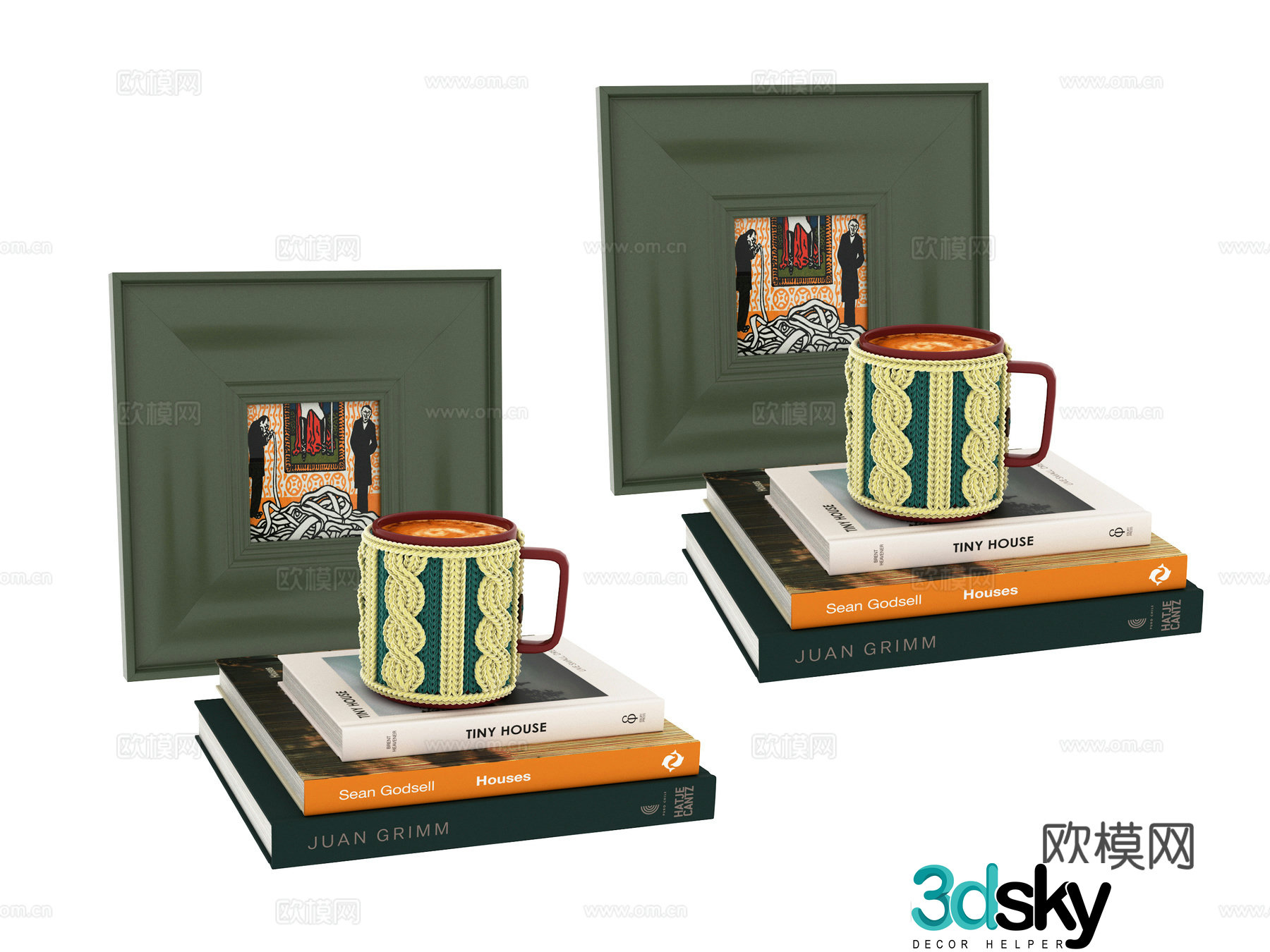 Desktop ornaments Books Coffee cup 3d model