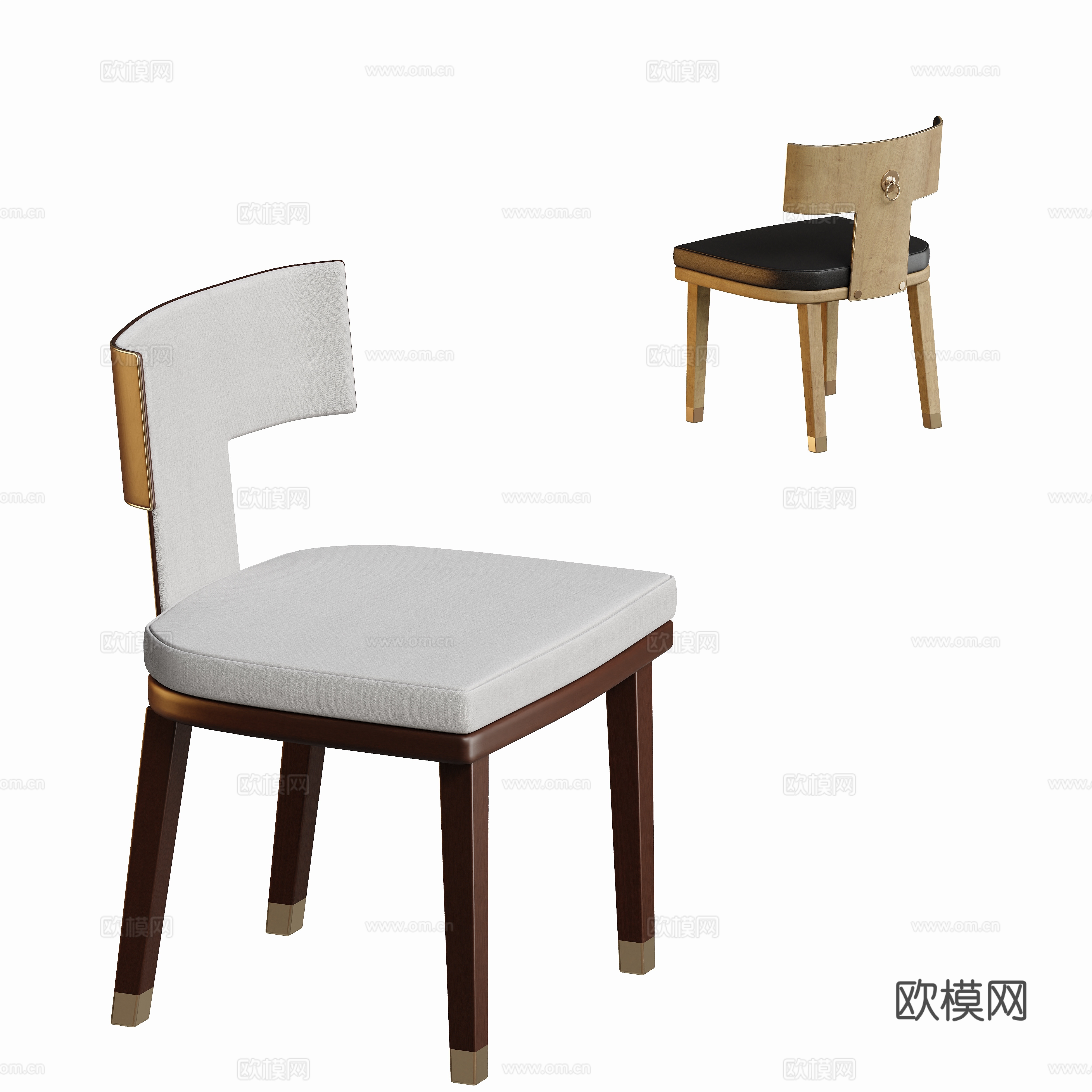 New Chinese single chair dining chair 3D model