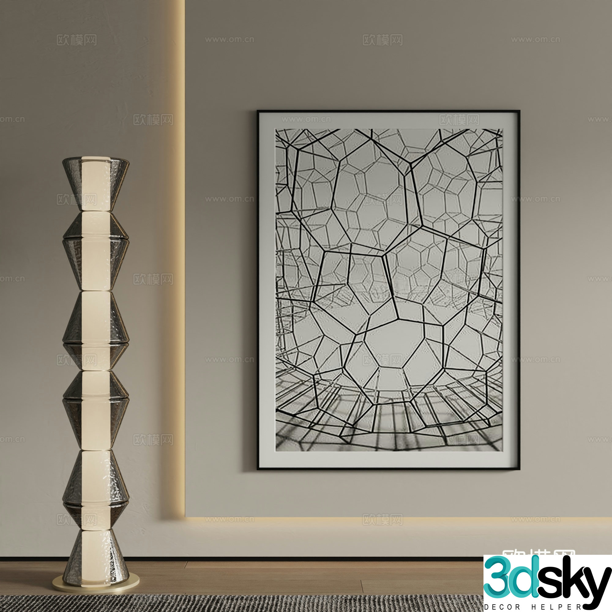 Modern abstract painting decorative painting 3d model