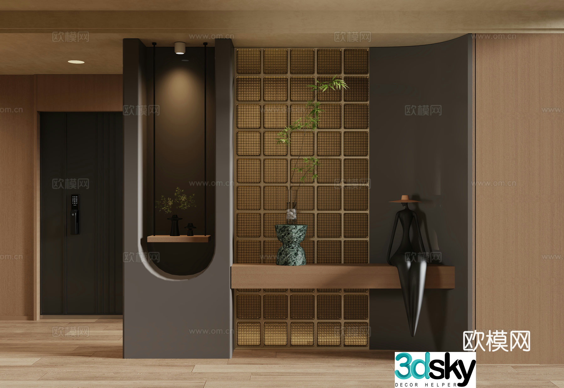 Italian style entrance entrance hall decorative hall 3D model