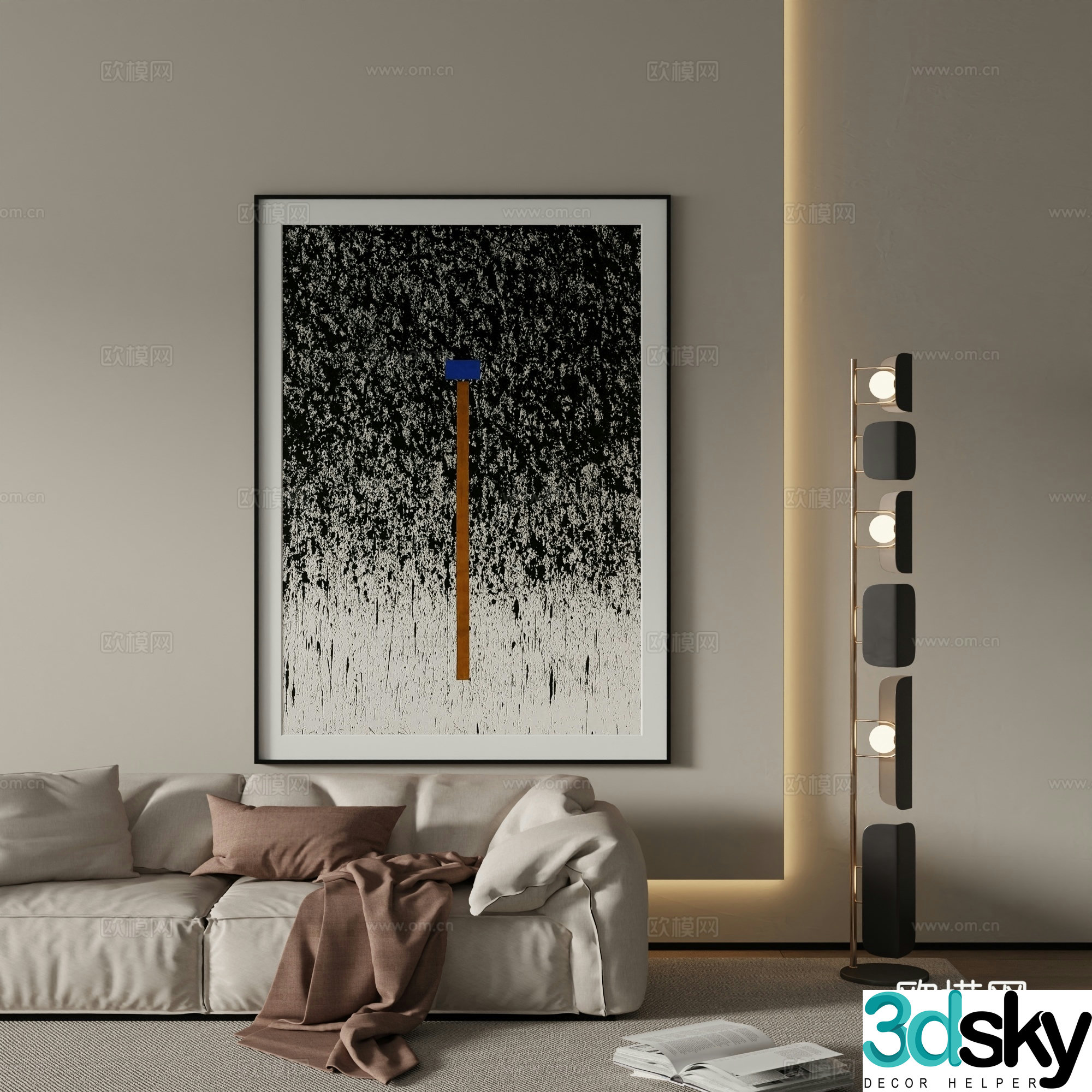 Modern abstract painting Decorative painting 3d model