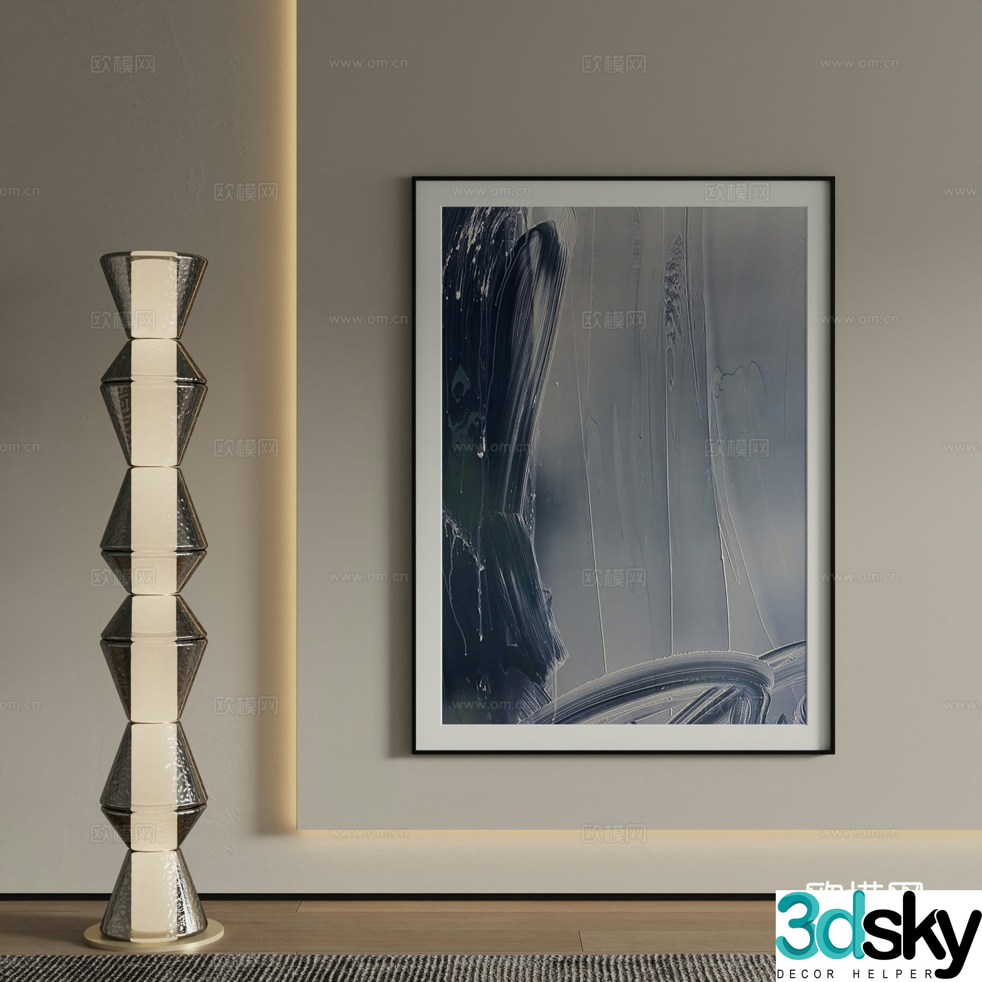 Modern abstract painting Decorative painting 3d model