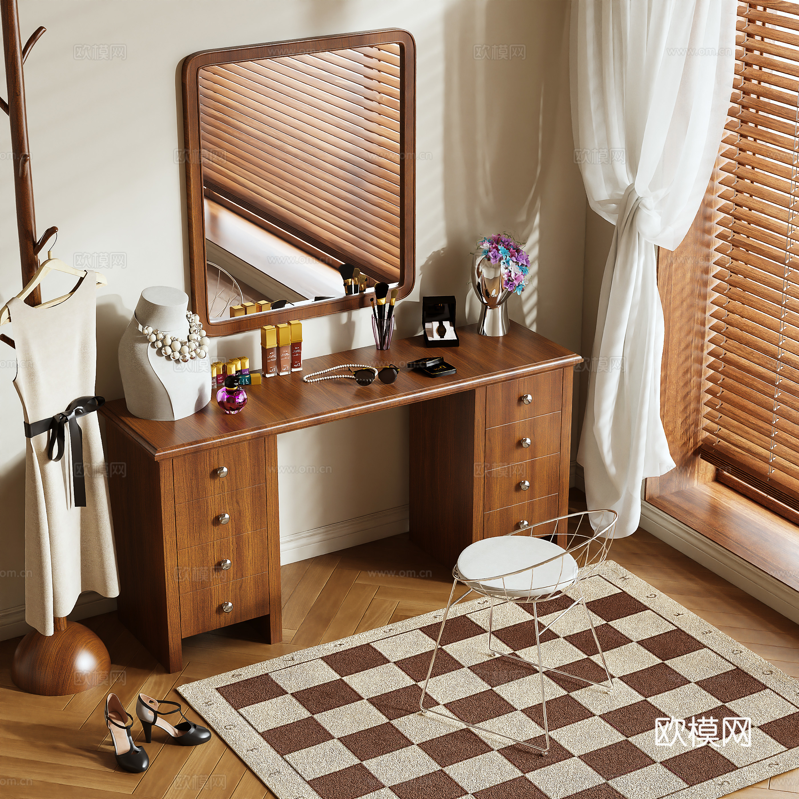 Medium style dressing table 3D model