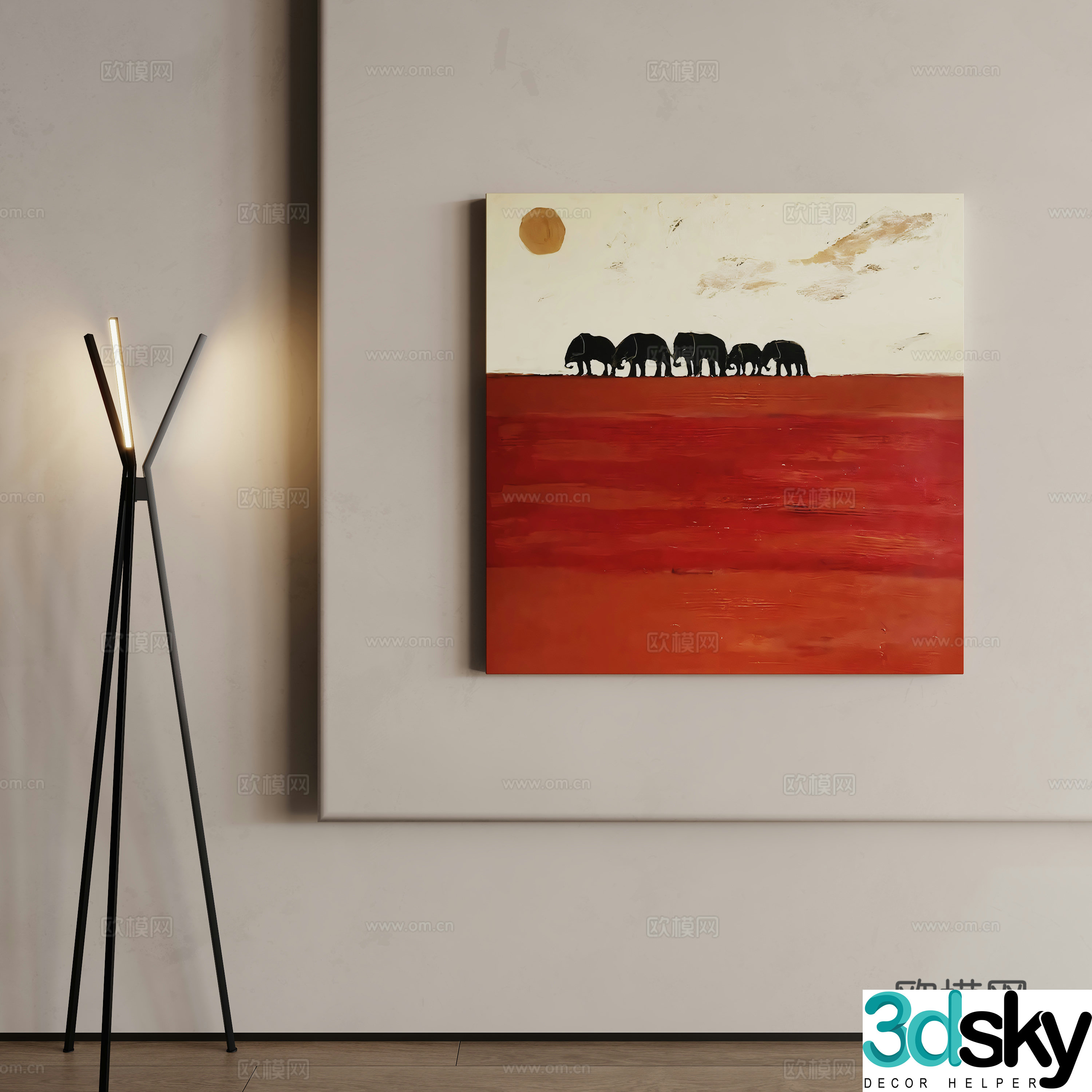 Middle-aged hanging paintings decorative paintings 3D model