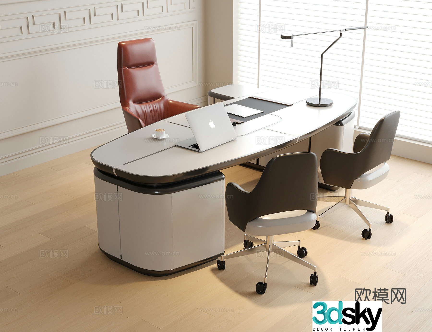 Modern boss desk office desk chair table table table 3D model