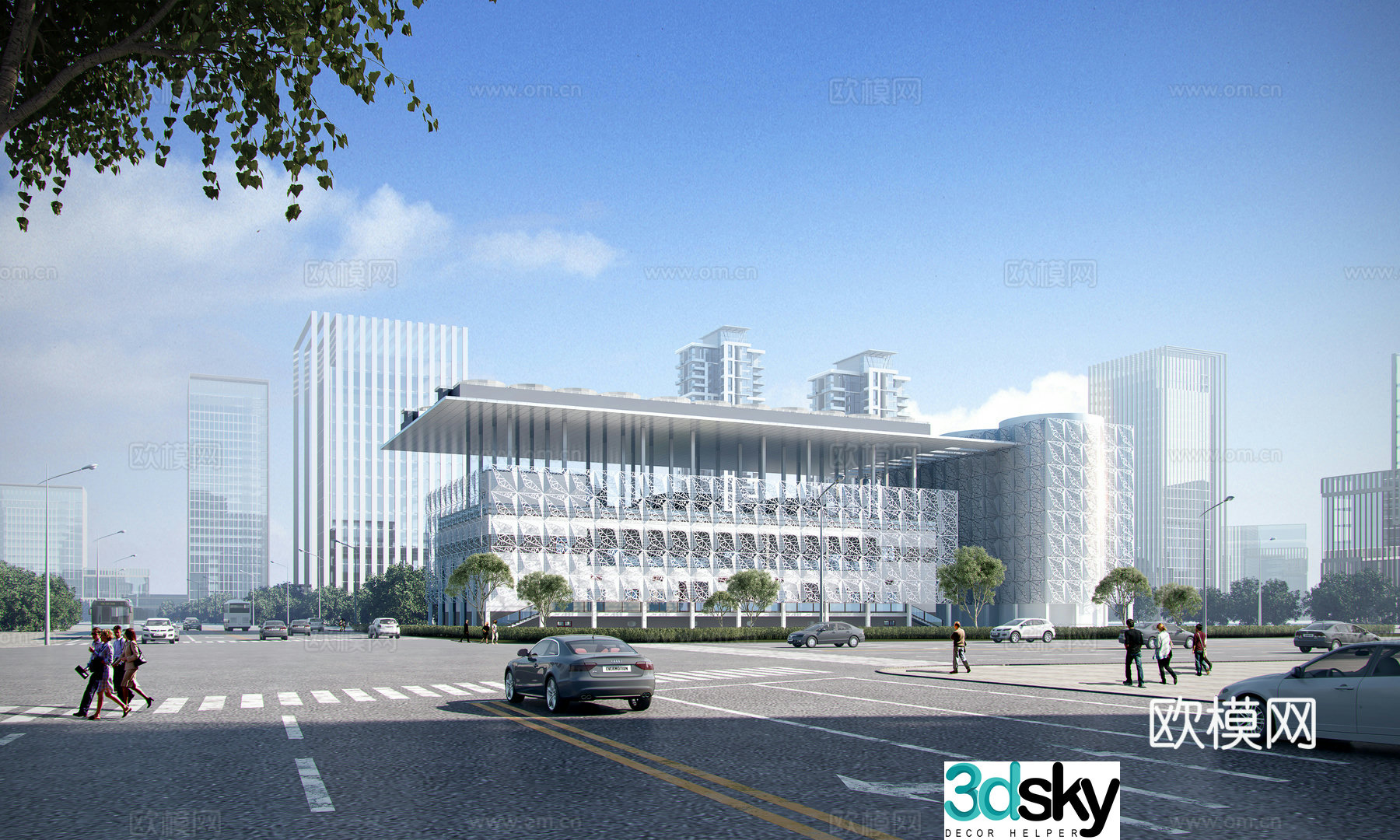 Modern school exterior 3d model