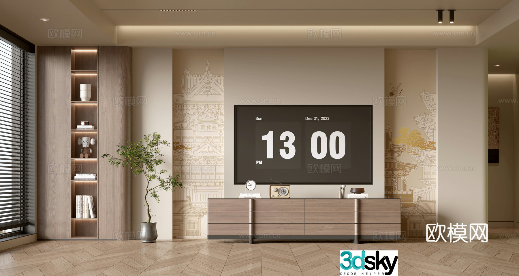 Wasabi TV background wall 3d model