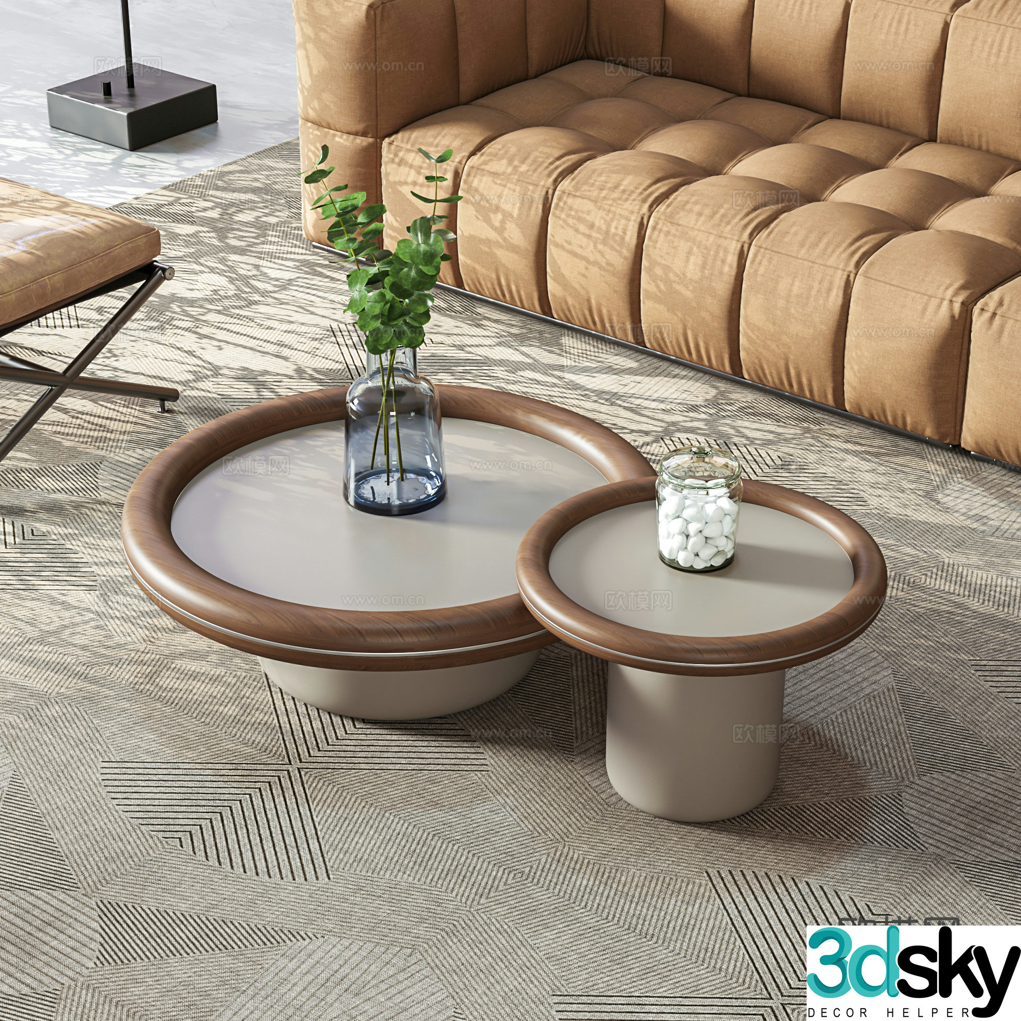 Middle-aged style mother-child coffee table 3D model