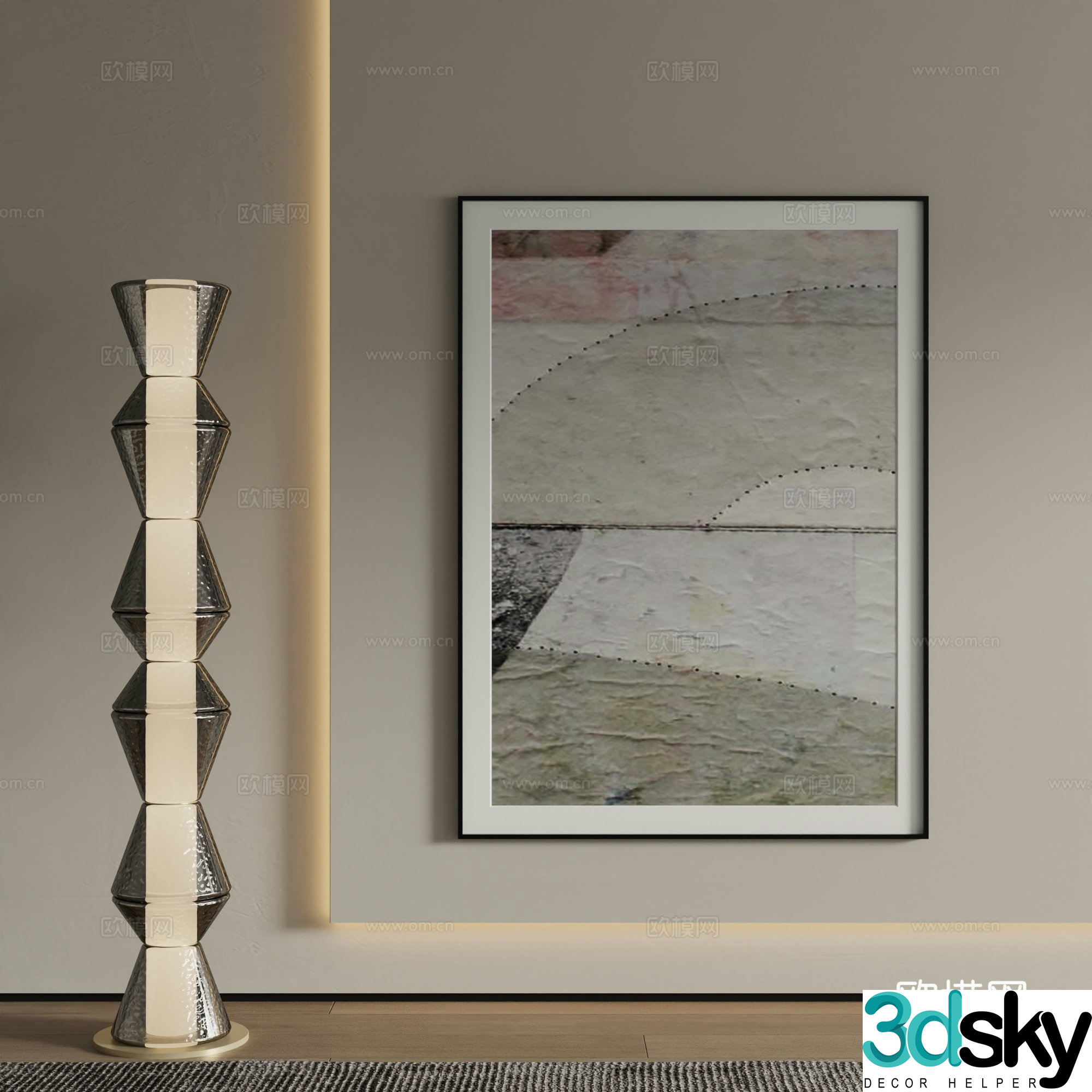 Modern abstract painting Decorative painting 3d model