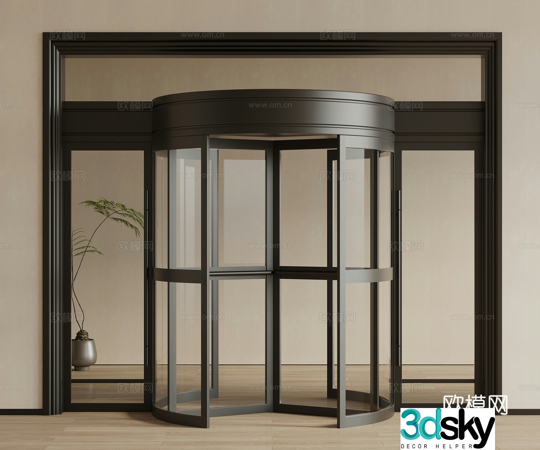 Modern electric revolving door Induction door Hotel door 3D model