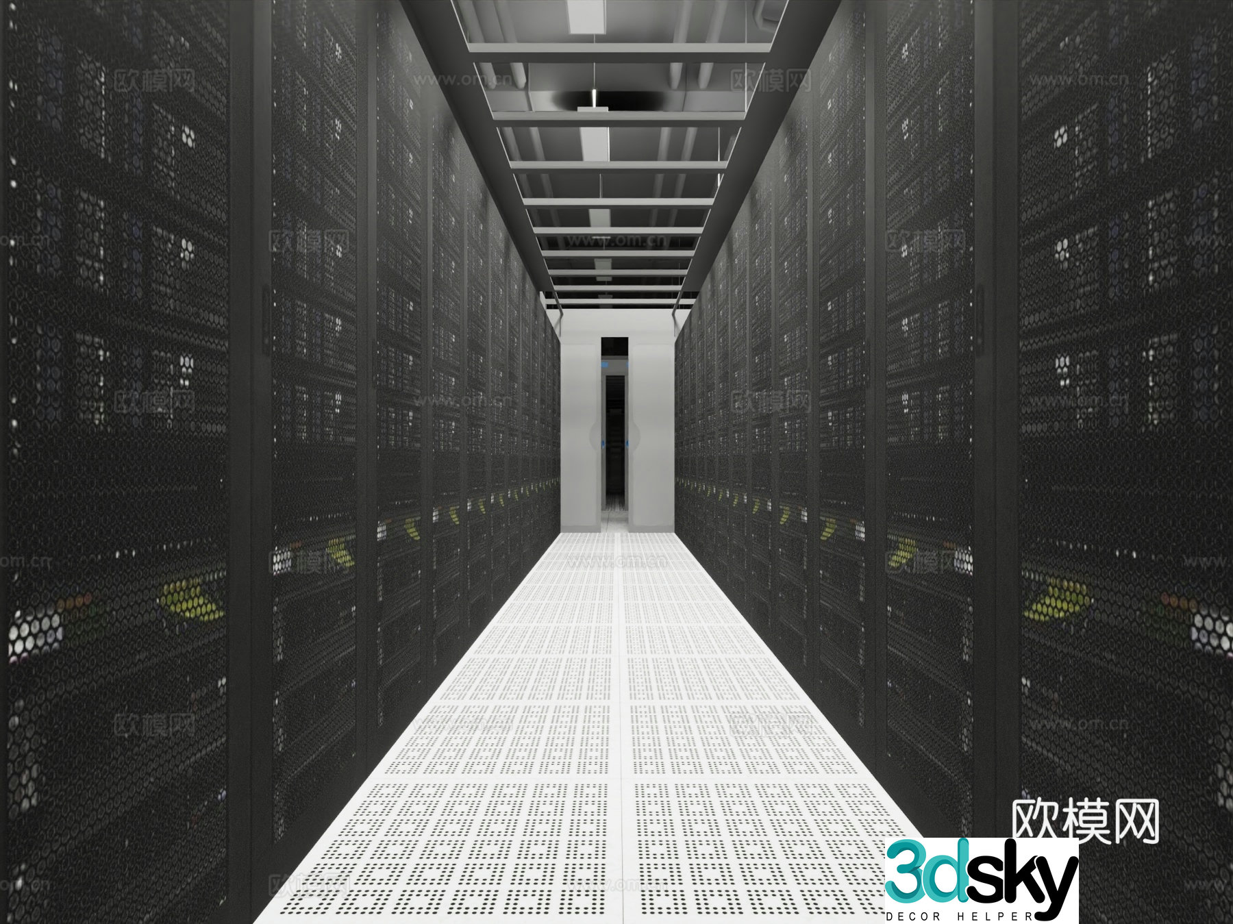Modern computer room distribution room 3D model