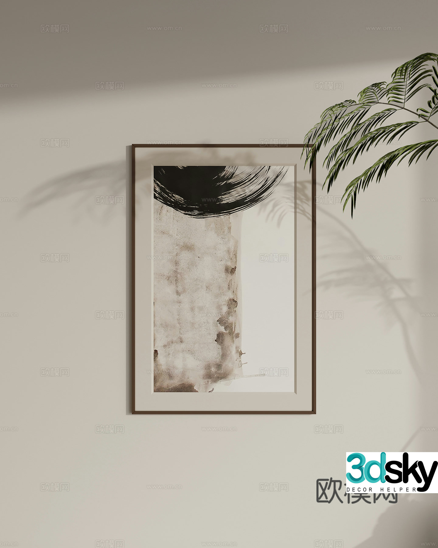 Zen hanging painting texture painting 3d model