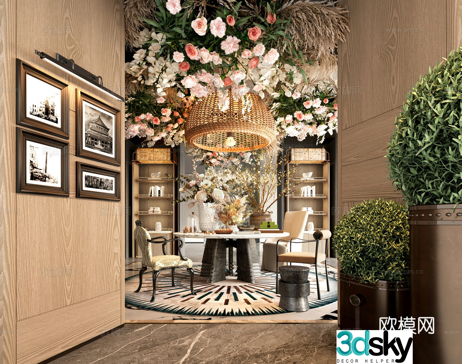 Modern hotel lobby 3d model