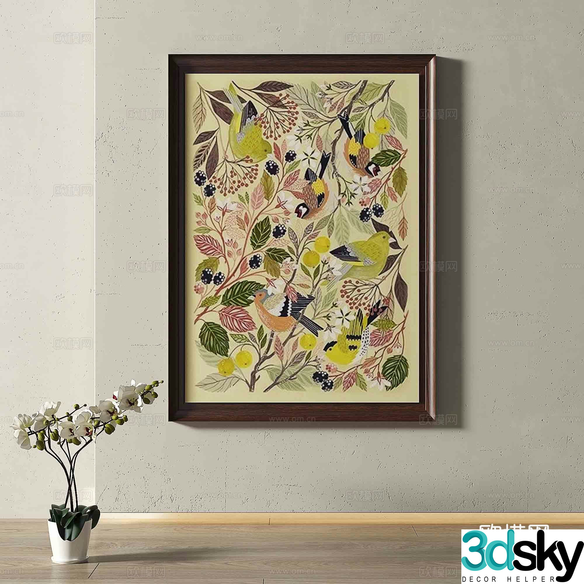 Retro hanging paintings decorative paintings 3d model