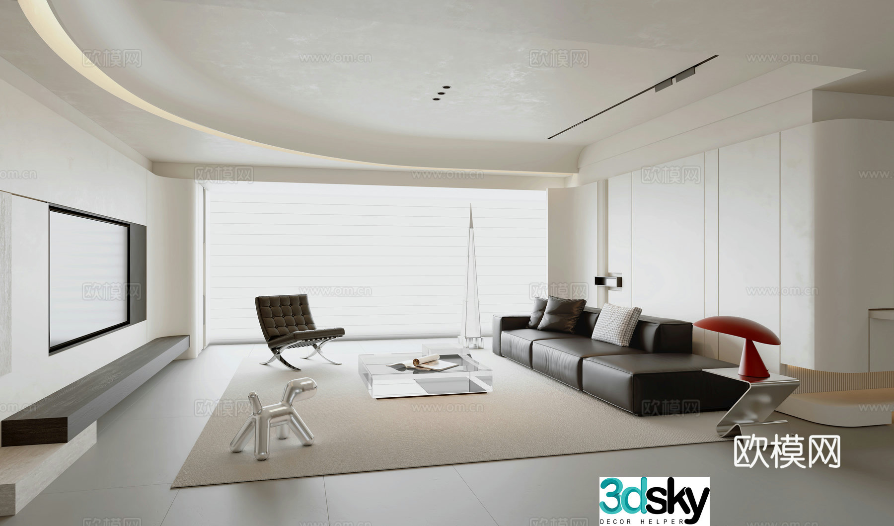 Modern minimalist living room 3d model