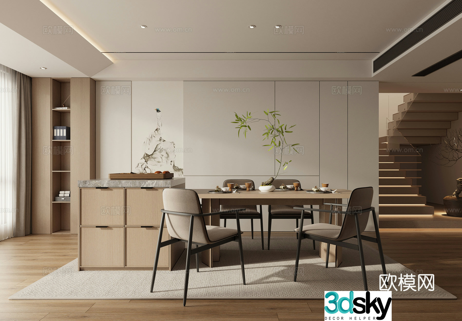New Chinese style Chinese island restaurant 3D model