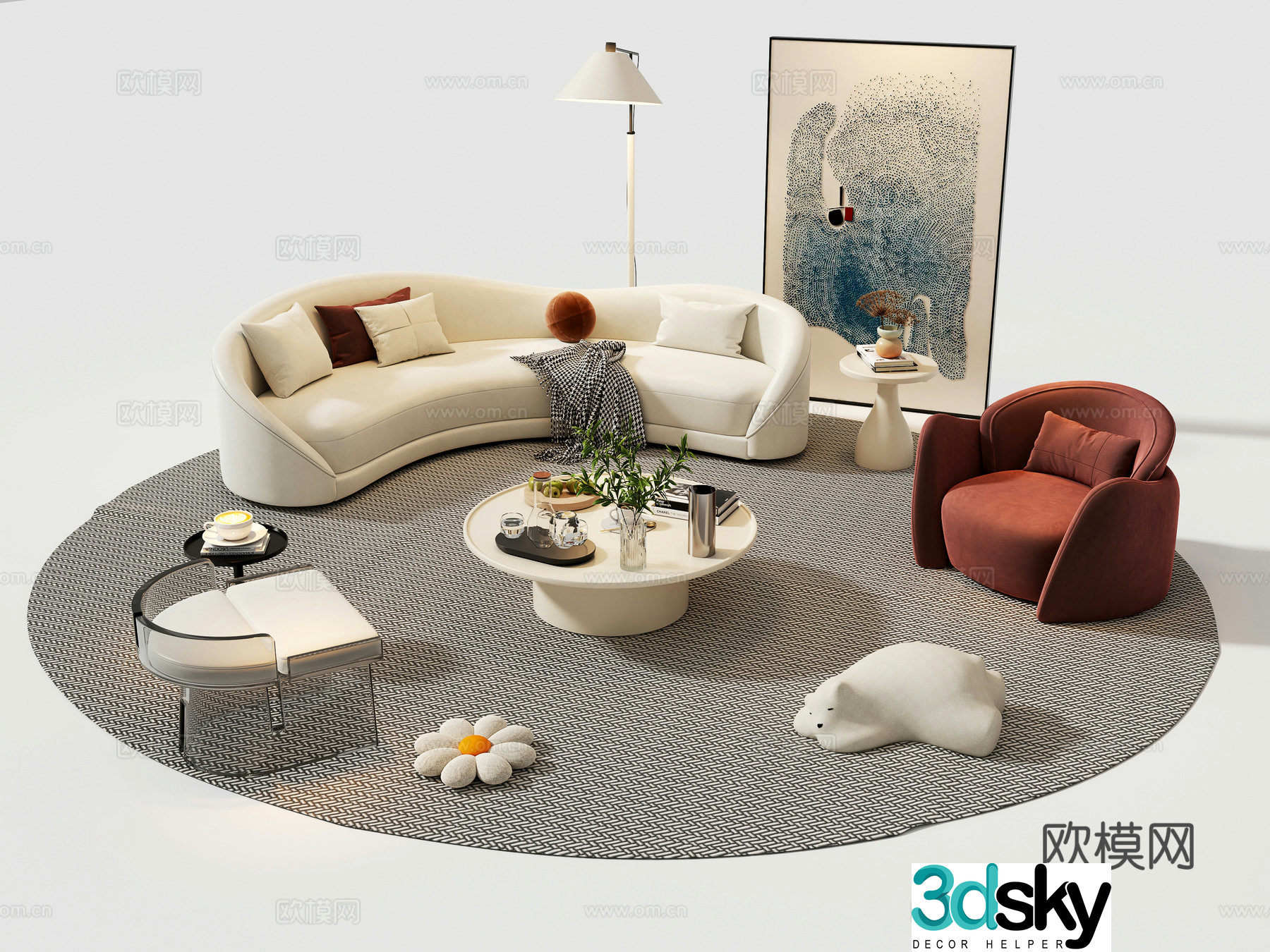 Modern combination sofa 3d model