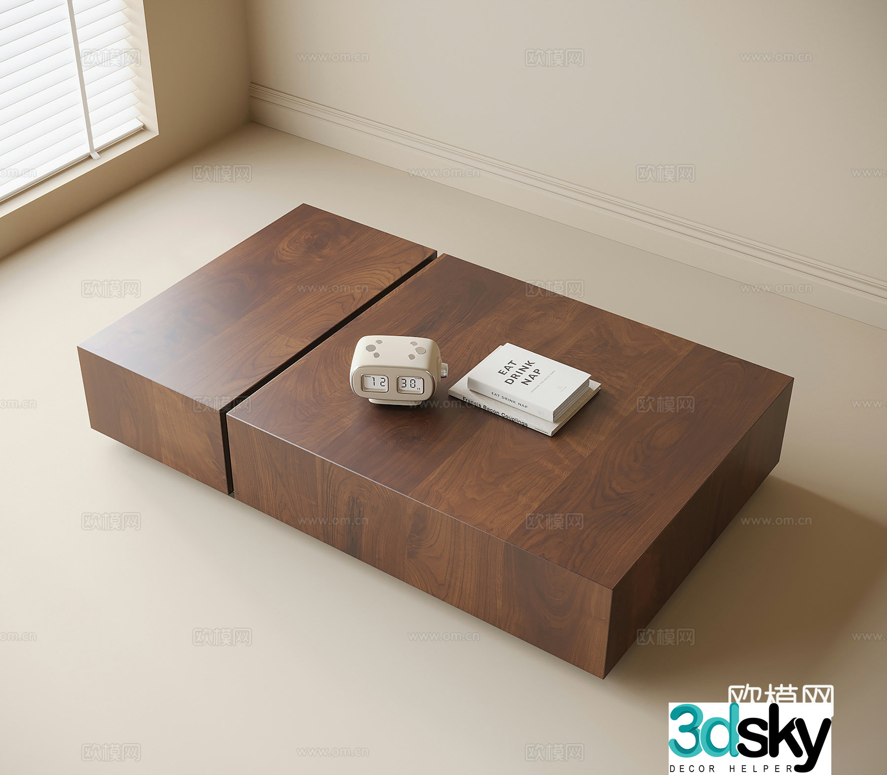 Wasabi solid wood coffee table 3D model