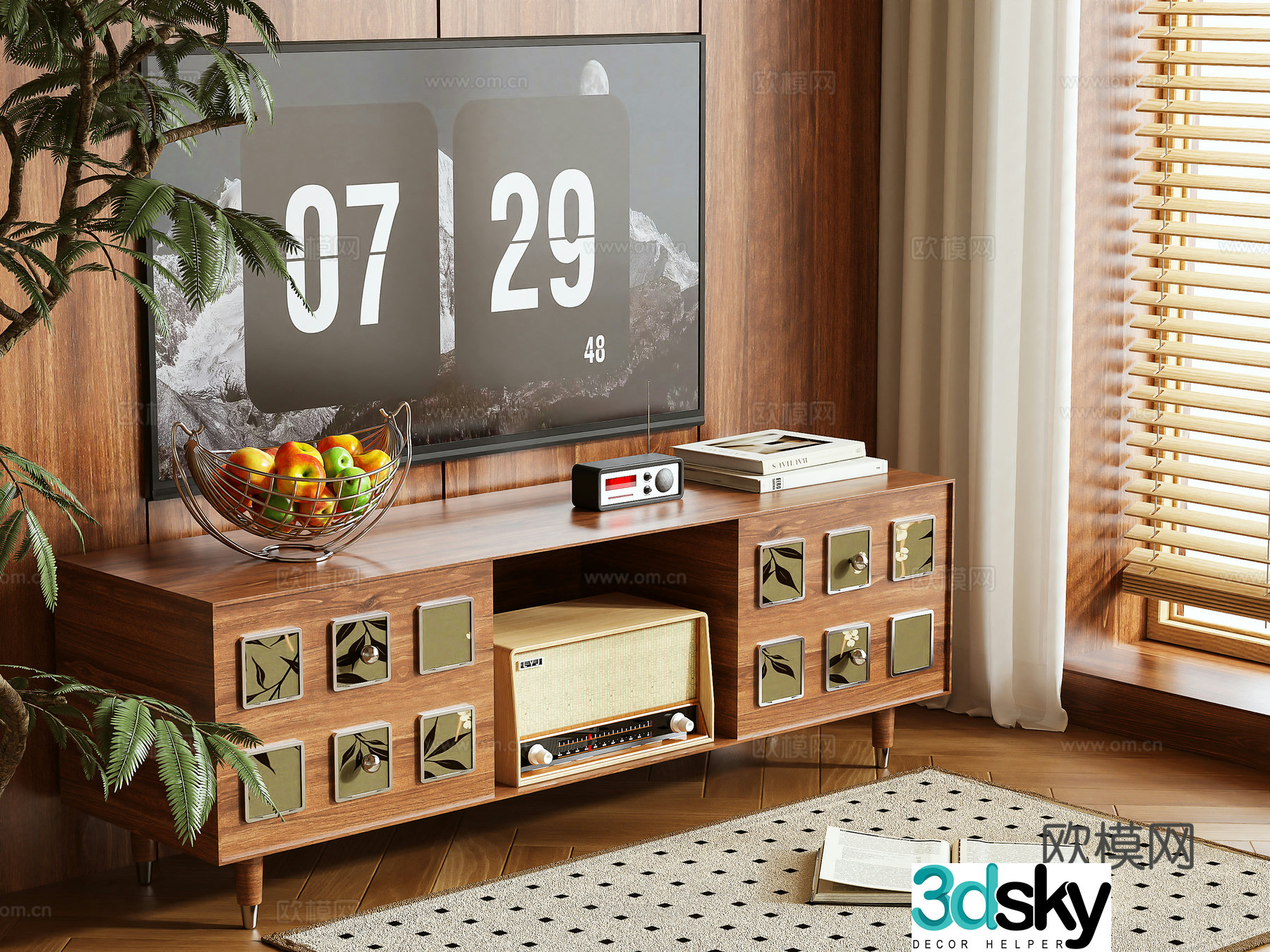 Medieval style TV cabinet 3D model