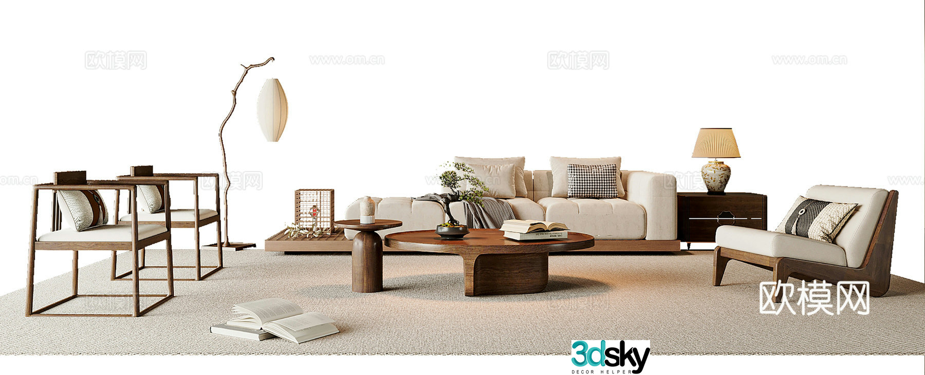 New Chinese style combination sofa 3D model