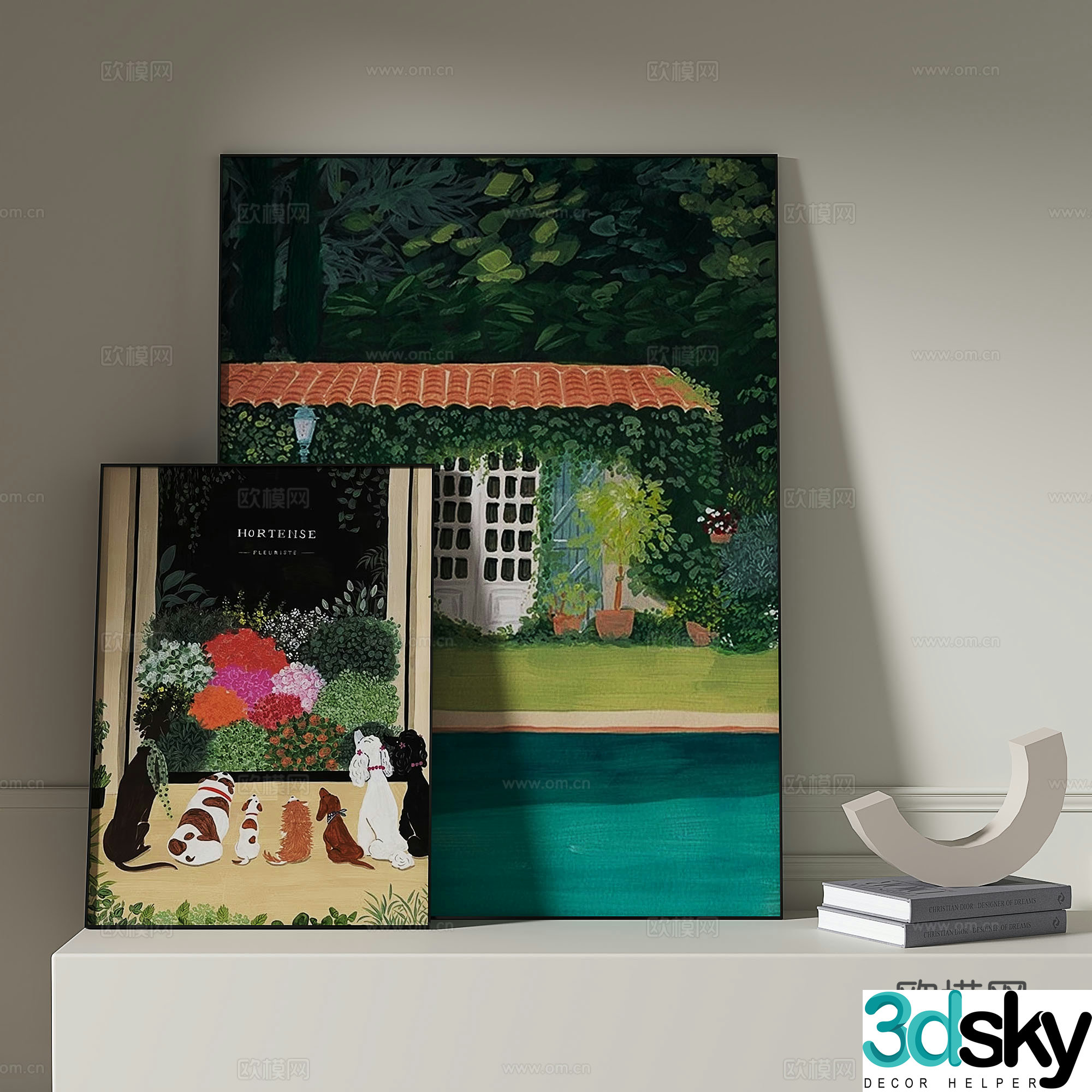 Modern cartoon painting decorative painting 3d model